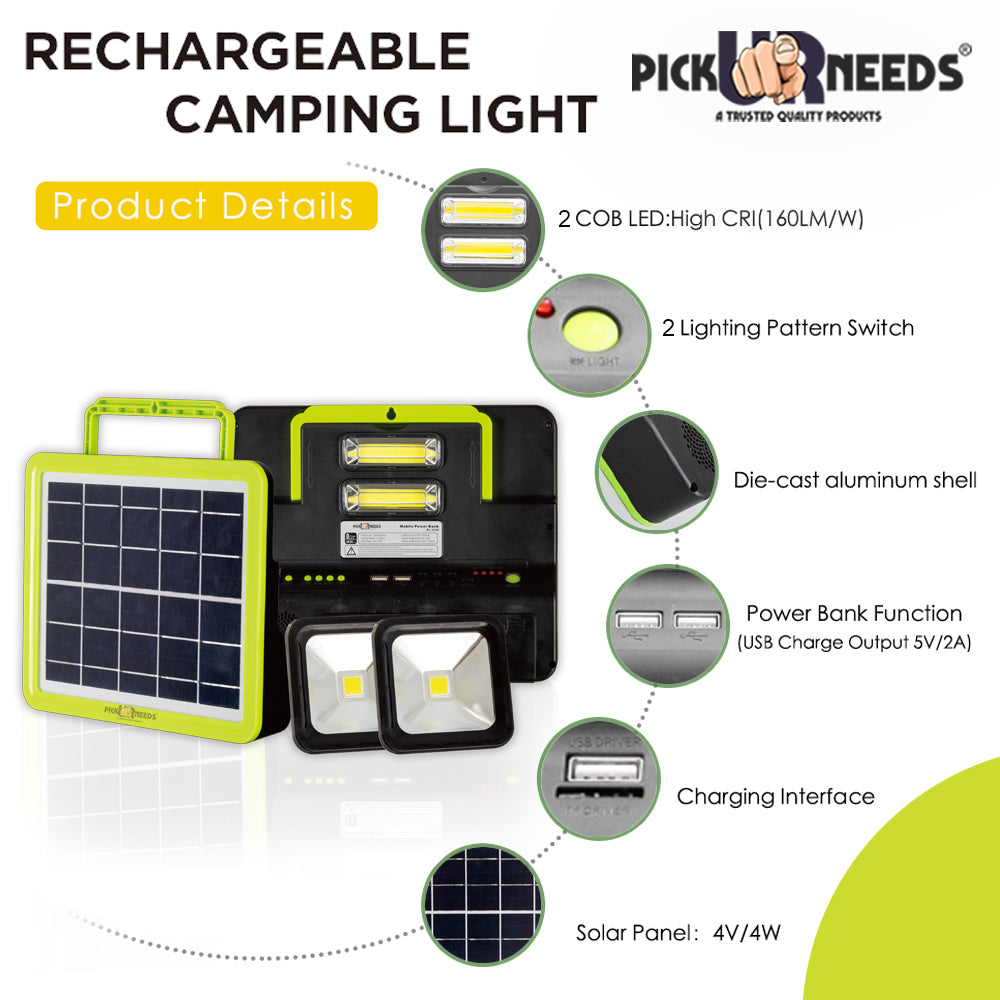 Pick Ur Needs Rechargeable Emergency Solar Lighting System with Radio & BT Music Function