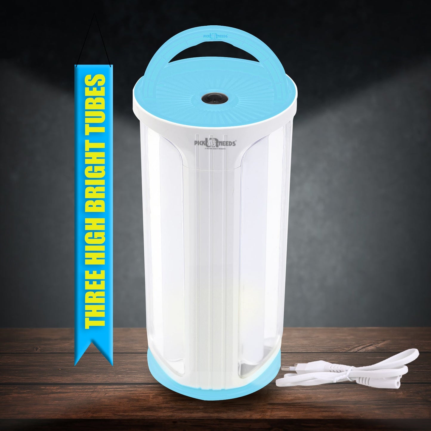 Pick Ur Needs Rechargeable 90W Home Emergency Light 3 Side Tube Floor Lantern Lamp with Hanging Handle