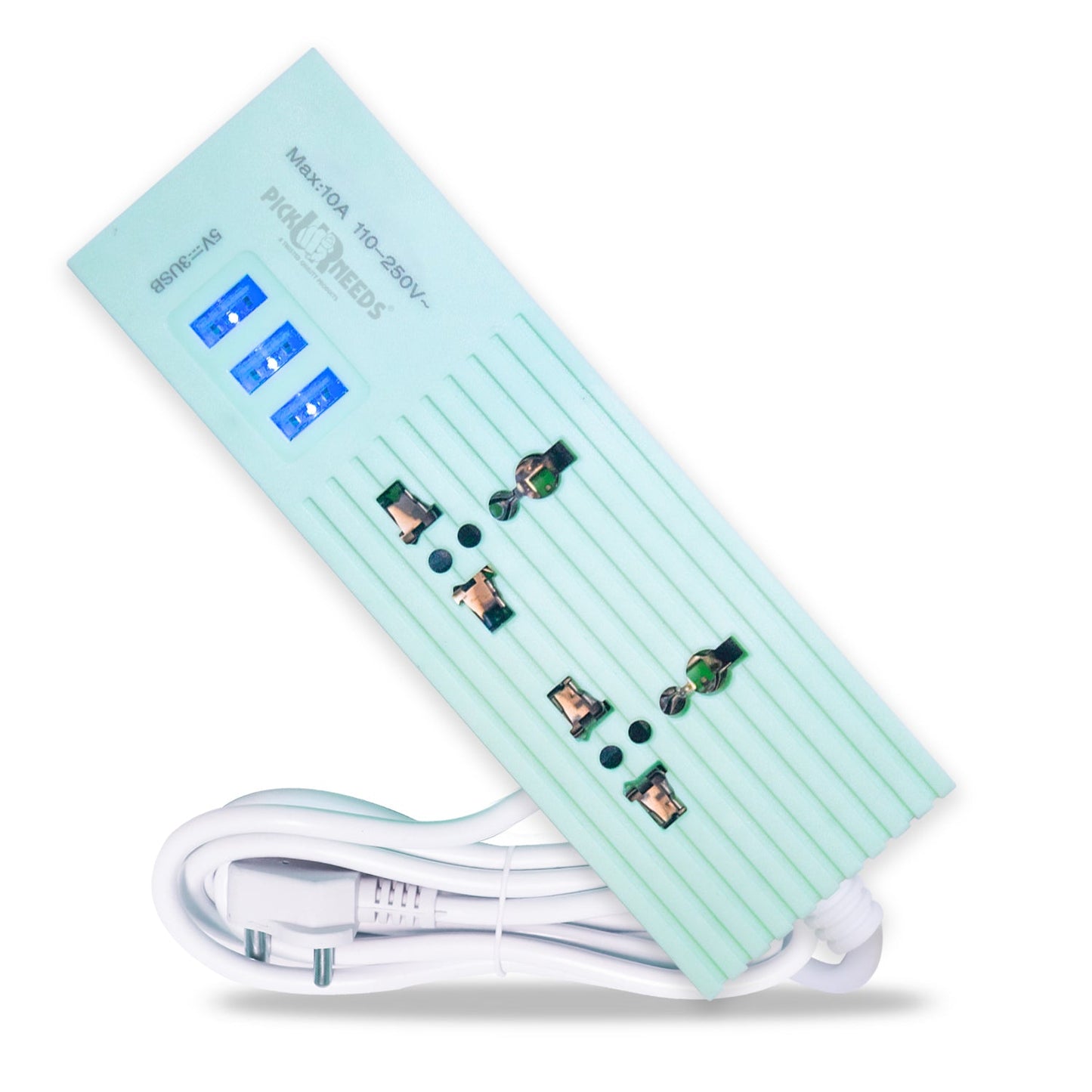 Pick Ur Needs Extension Cord 10A with Universal 2 Socket & 3 USB Port Extension Boards for Multiple Use