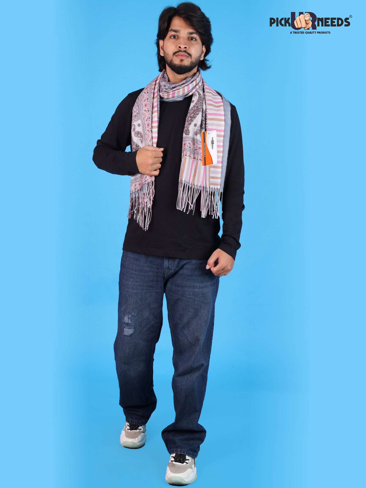 Pick Ur Needs Men’s Premium Winter Shawl Stole Stylish Paisley Print Wrap Scarf For Boys with Soft Feel & Fringed Finish