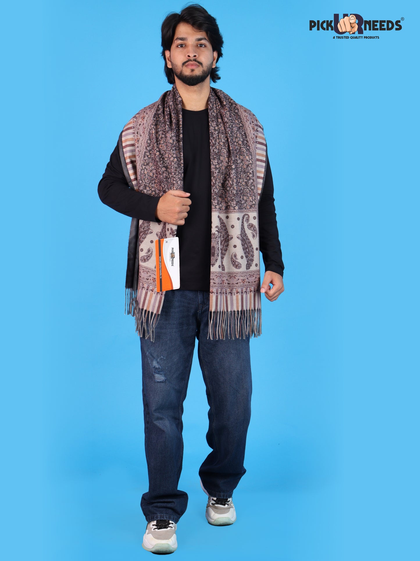 Pick Ur Needs Men’s Premium Winter Shawl Stole Stylish Paisley Print Wrap Scarf For Boys with Soft Feel & Fringed Finish