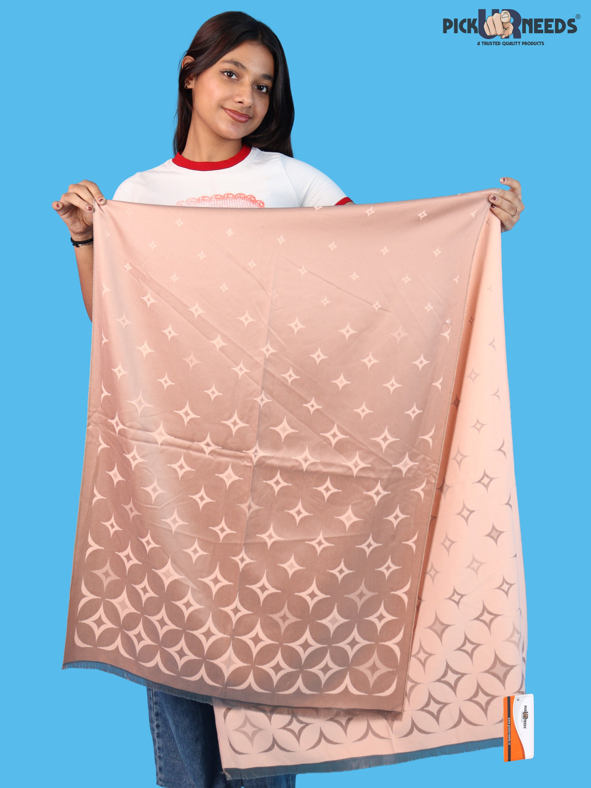 Pick Ur Needs Premium Womens 2-in-1 Reversible Shawl Stylish Printed Winter Shawls for Girls Soft Warm Woolen Stole