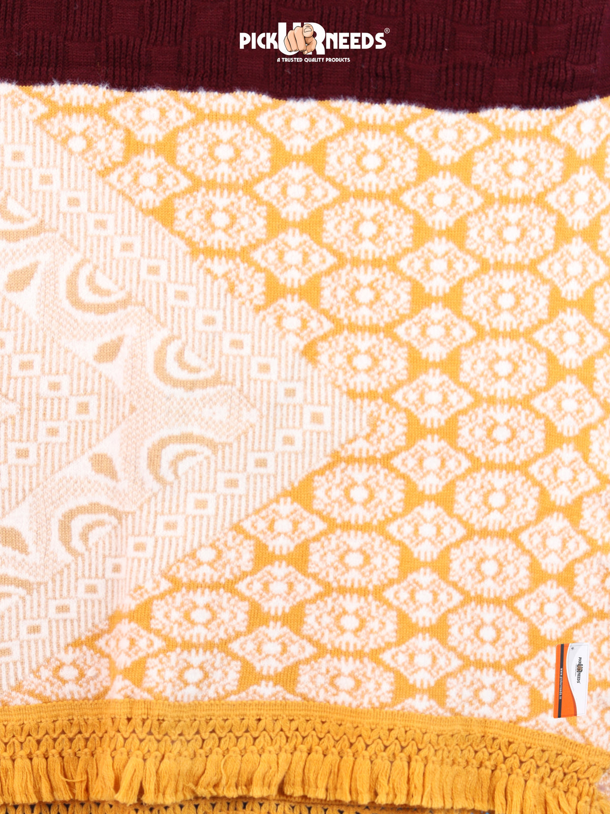 Pick Ur Needs Winter Girls & Womens Woolen Shawl, Soft Warm Printed Wrap with Elegant Pattern & Fringe Border