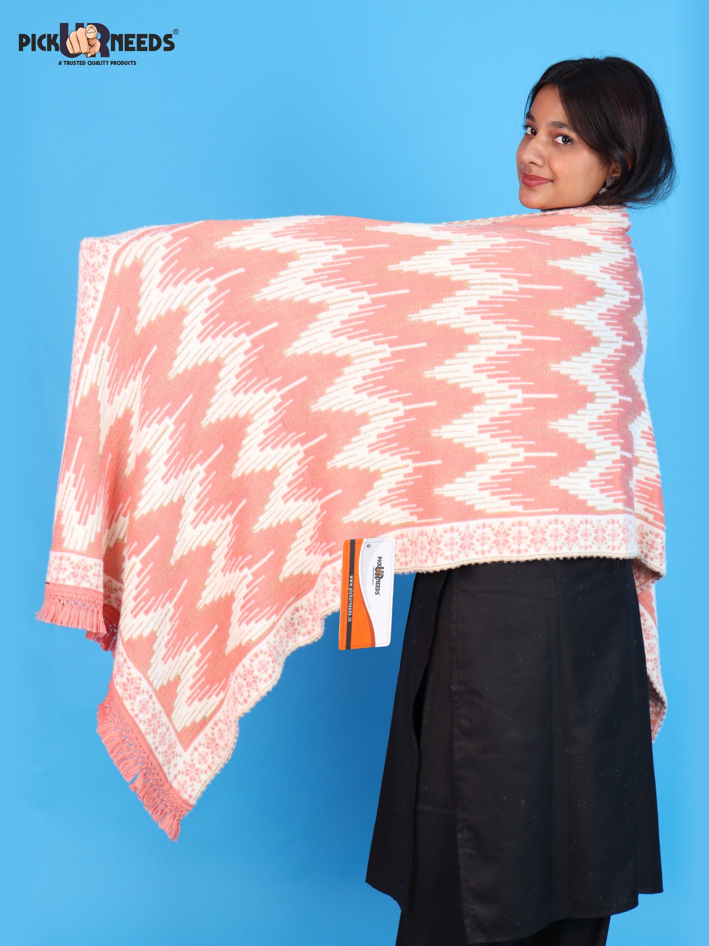 Pick Ur Needs Premium Wool Shawl For Womens & Girls Winter Muffler Soft Knitted Designer Wrap Warm Stole