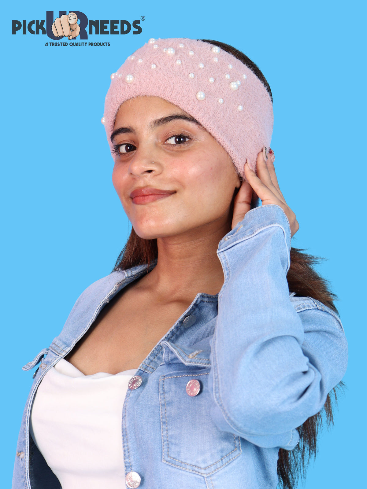 Pick Ur Needs Stylish & Cozy Pearl Embellished Winter Headband
