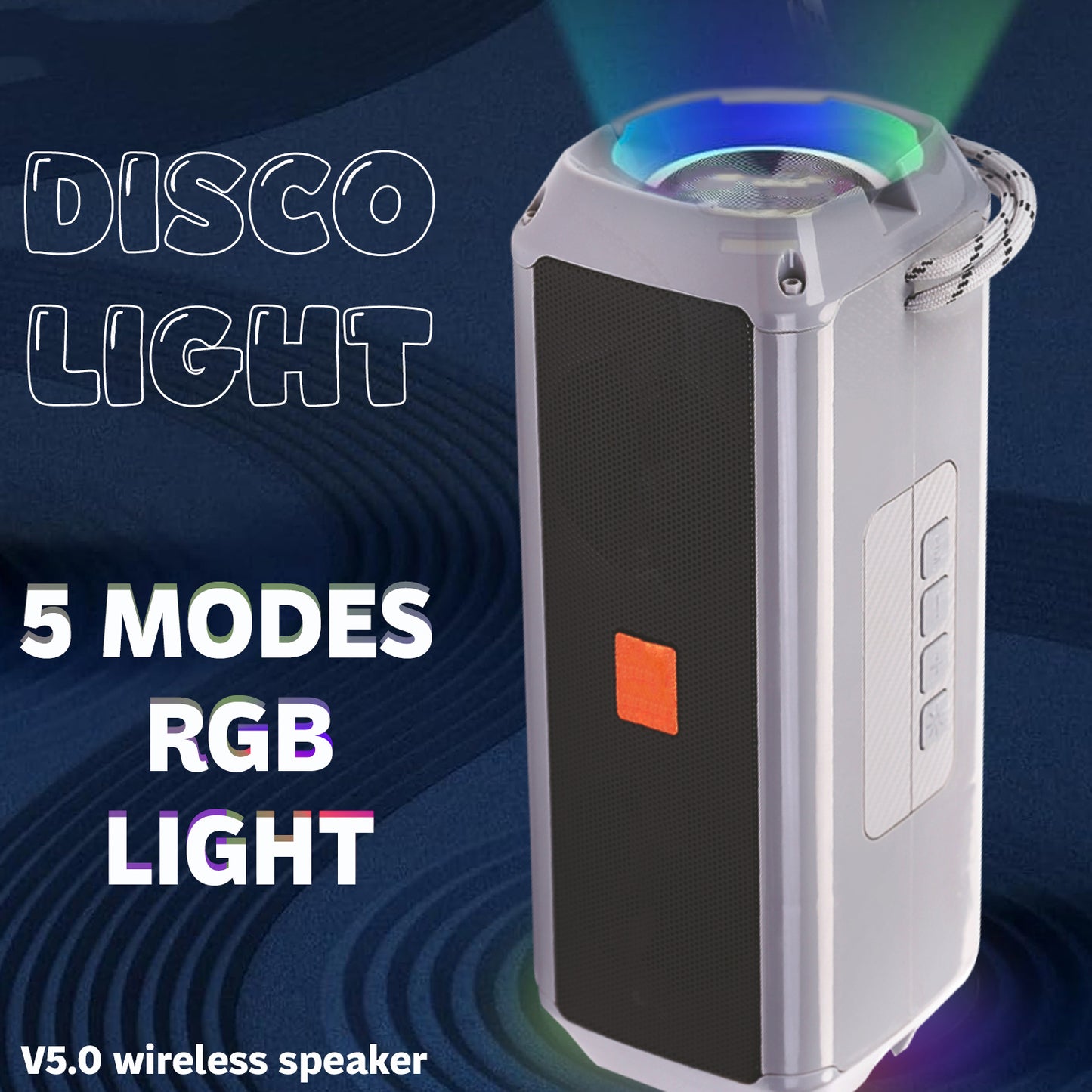 Pick Ur Needs Bluetooth 5.0 Portable Wireless Speaker with RGB Disco Light, 5 Light Modes, USB/TF Card Support & 3 Hours Playtime