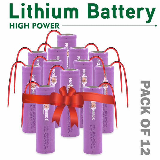 Pick Ur Needs 2000mAh 3.7V 18650 Lithium Li-ion Battery with Wired, Electronic Devices 65x18mm 6 hrs Torch Emergency Light  (Purple) Pack 0f 12