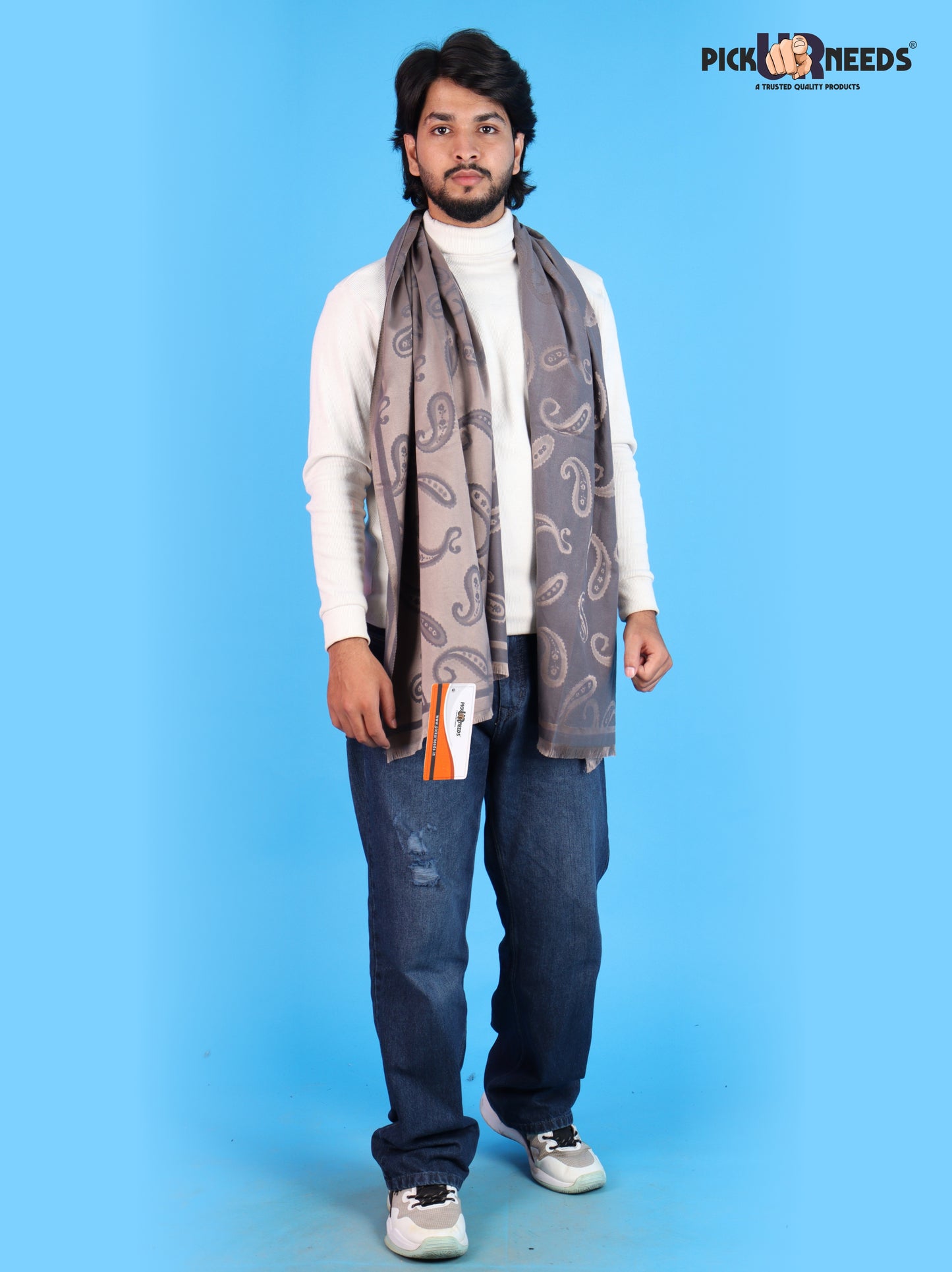 Pick Ur Needs Mens 2-in-1 Shawl & Stole, Elegant Paisley Print Winter Wrap, Lightweight Warm Shoulder Scarf for Boys, Stylish Reversible-Style