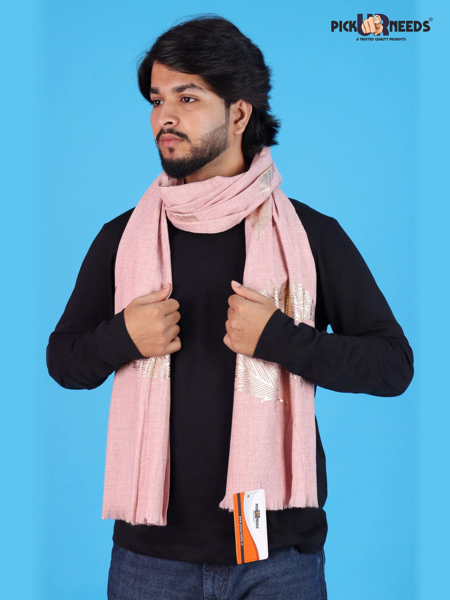 Pick Ur Needs Winter Shawl, Scarf, Stole & Muffler with Elegant Feather Print Soft Lightweight Winter Wrap for Men Stylish Scarf Stole for Kurta, Shirt For Boys