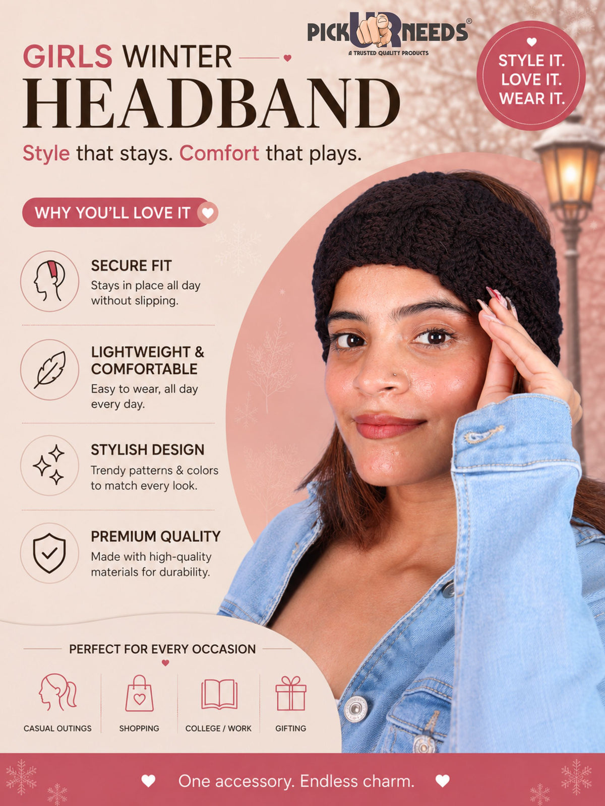 Pick Ur Needs Women & Girls Winter Earmuff Headband Kanpatti Soft Warm Ear Cover