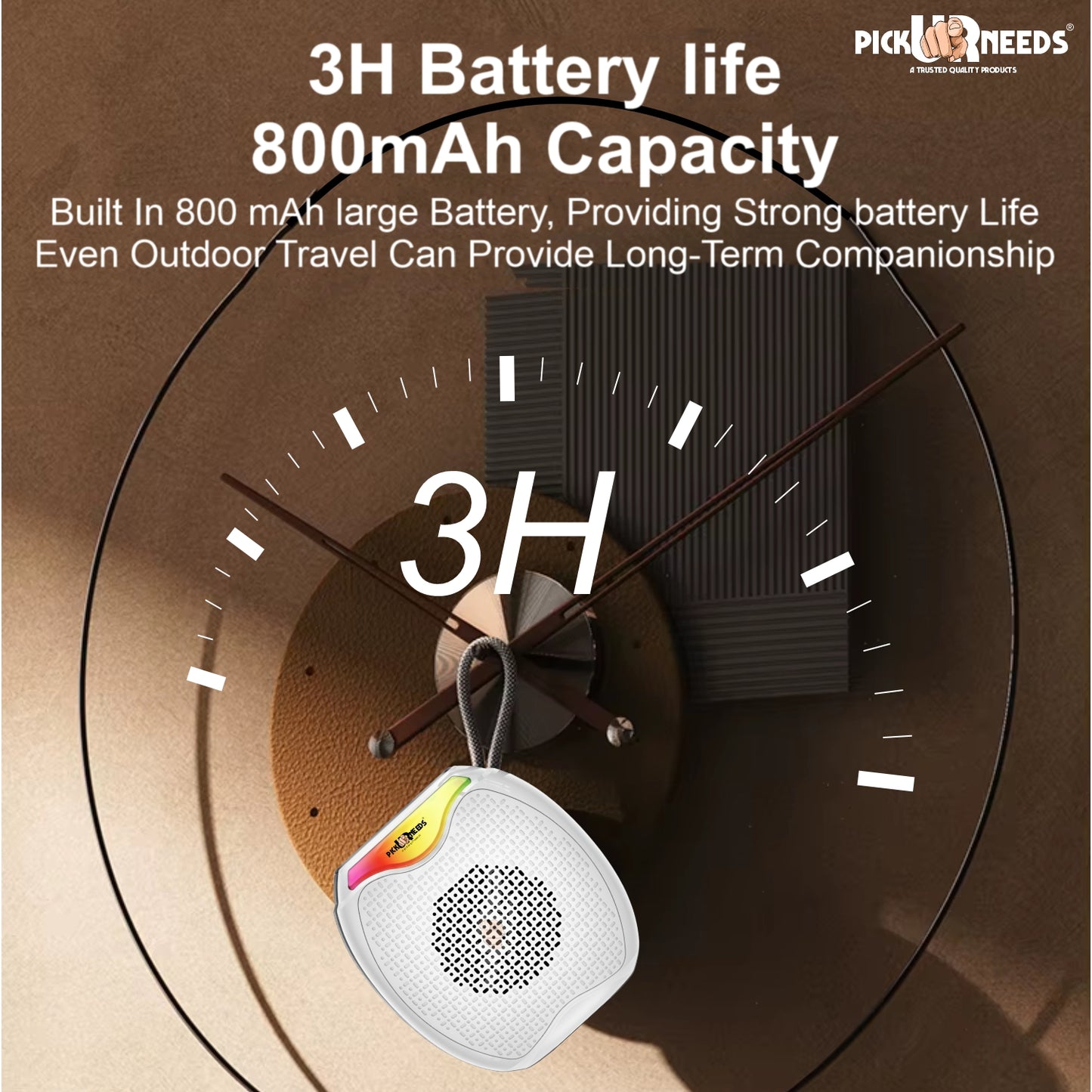 Pick Ur Needs 12W Portable Wireless Bluetooth Speaker with RGB Lights, 800mAh Battery, TWS, FM Radio, TF Card, USB 10m Wireless Transmission