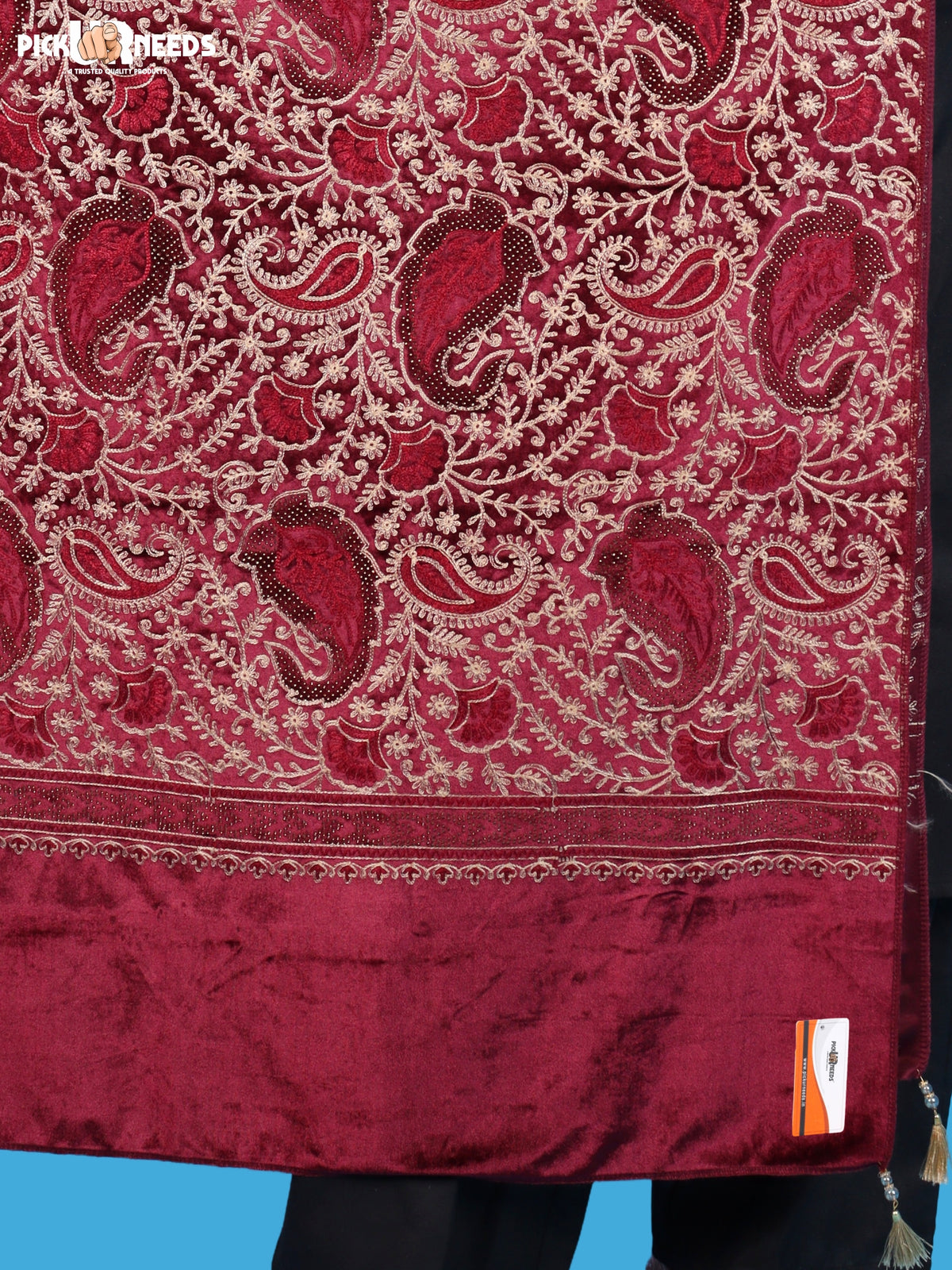 Pick Ur Needs Premium Winter Shawl for Women Ultra Soft & Cozy Warm Velvet Fabric with Rich Traditional Floral Design For Girls