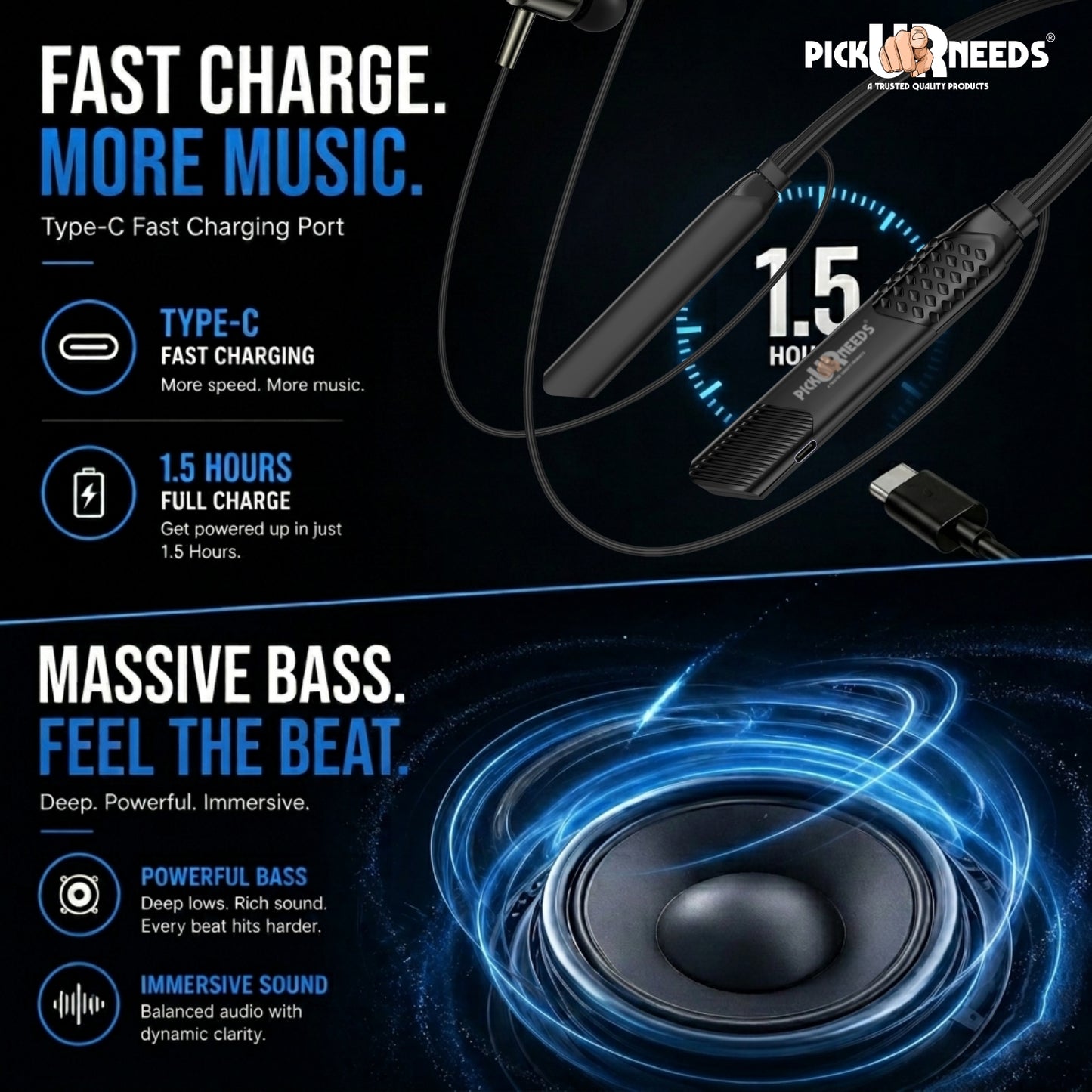 Stylish Wireless Bluetooth Neckband Earphones with Crystal Clear Sound