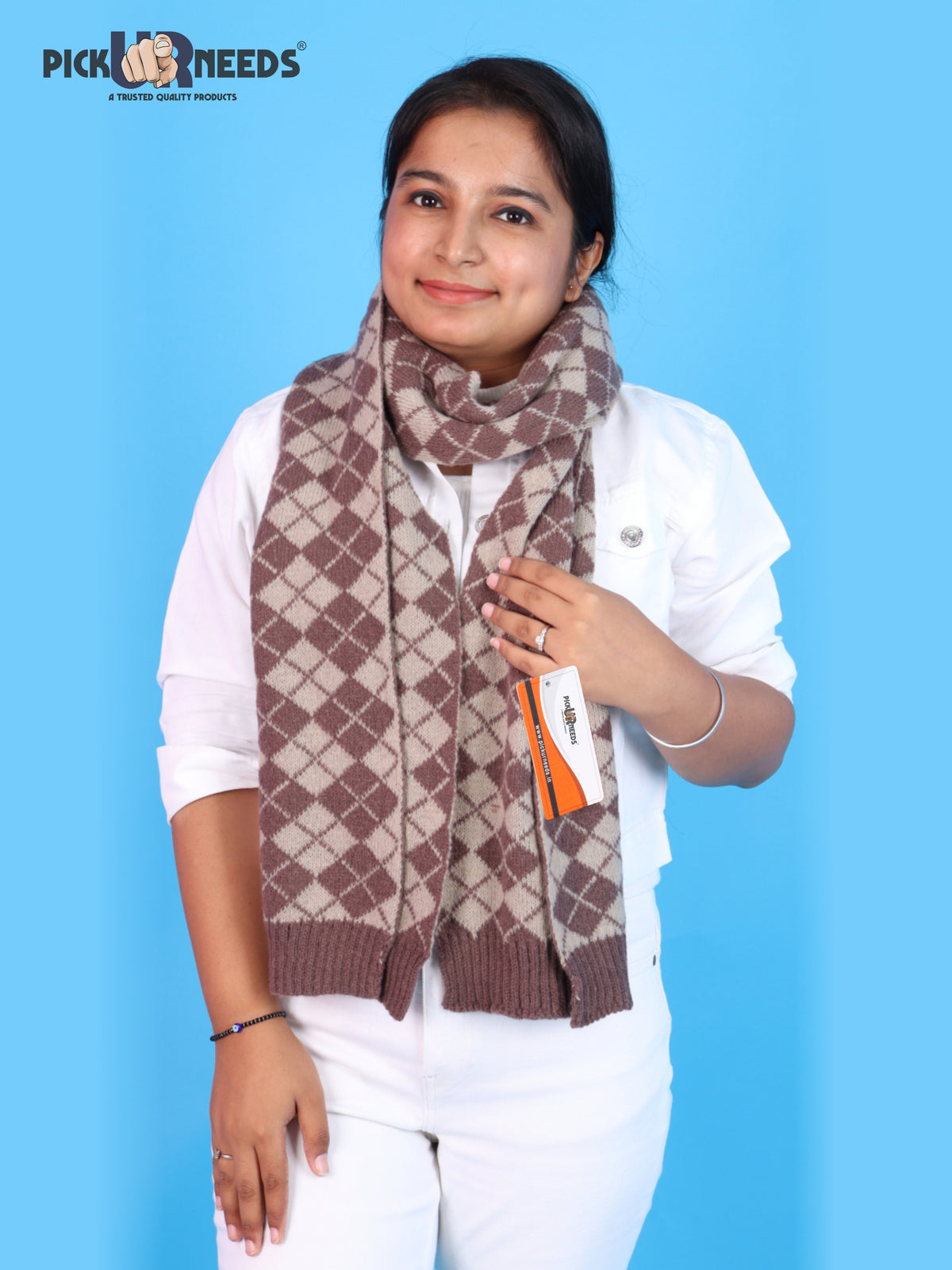 Pick Ur Needs Classic Checkered Woolen Scarf for Winter Warm Muffler Soft, Cozy & Stylish Cold Weather Wrap For Women