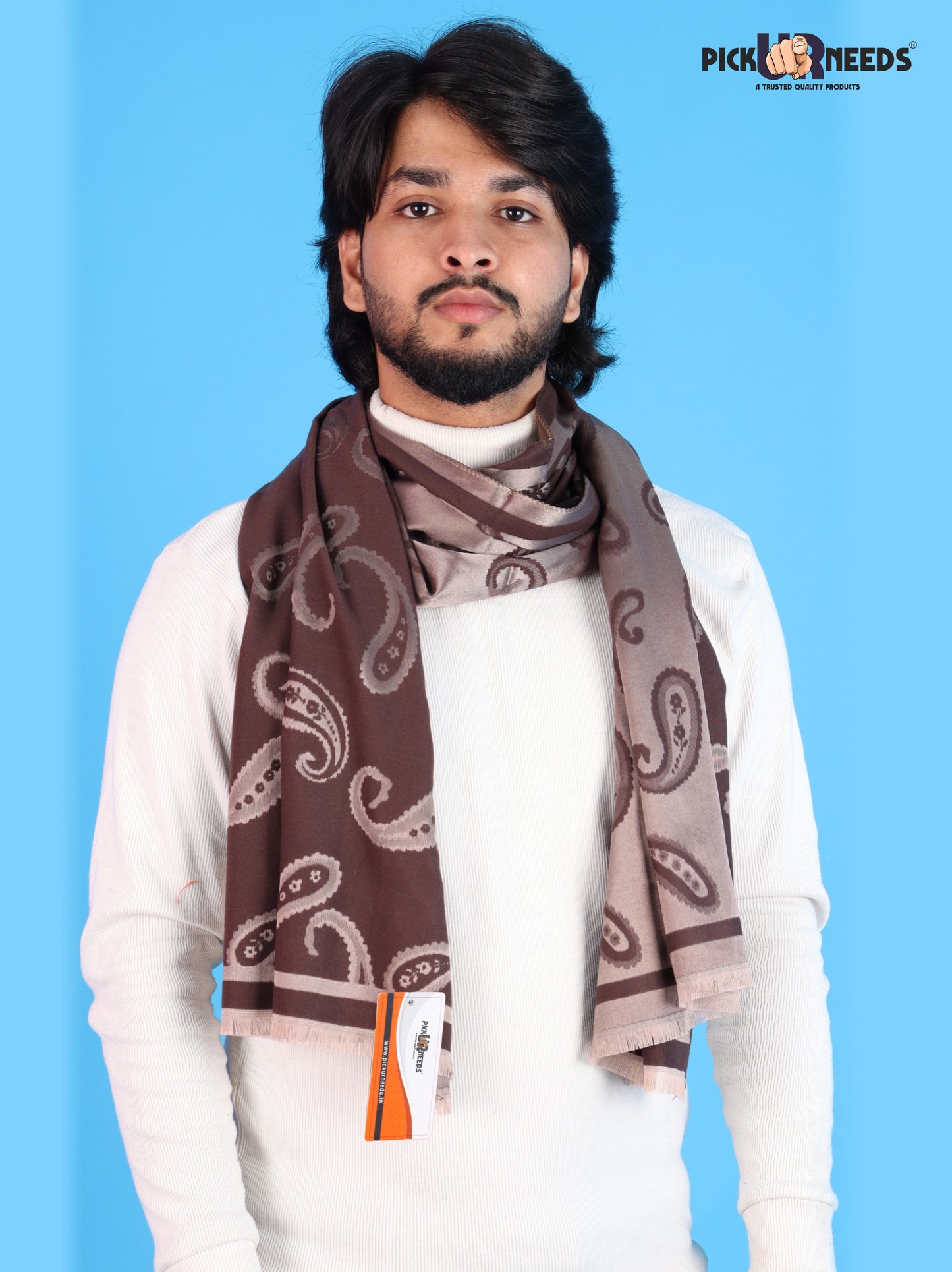 Pick Ur Needs Mens 2-in-1 Shawl & Stole, Elegant Paisley Print Winter Wrap, Lightweight Warm Shoulder Scarf for Boys, Stylish Reversible-Style