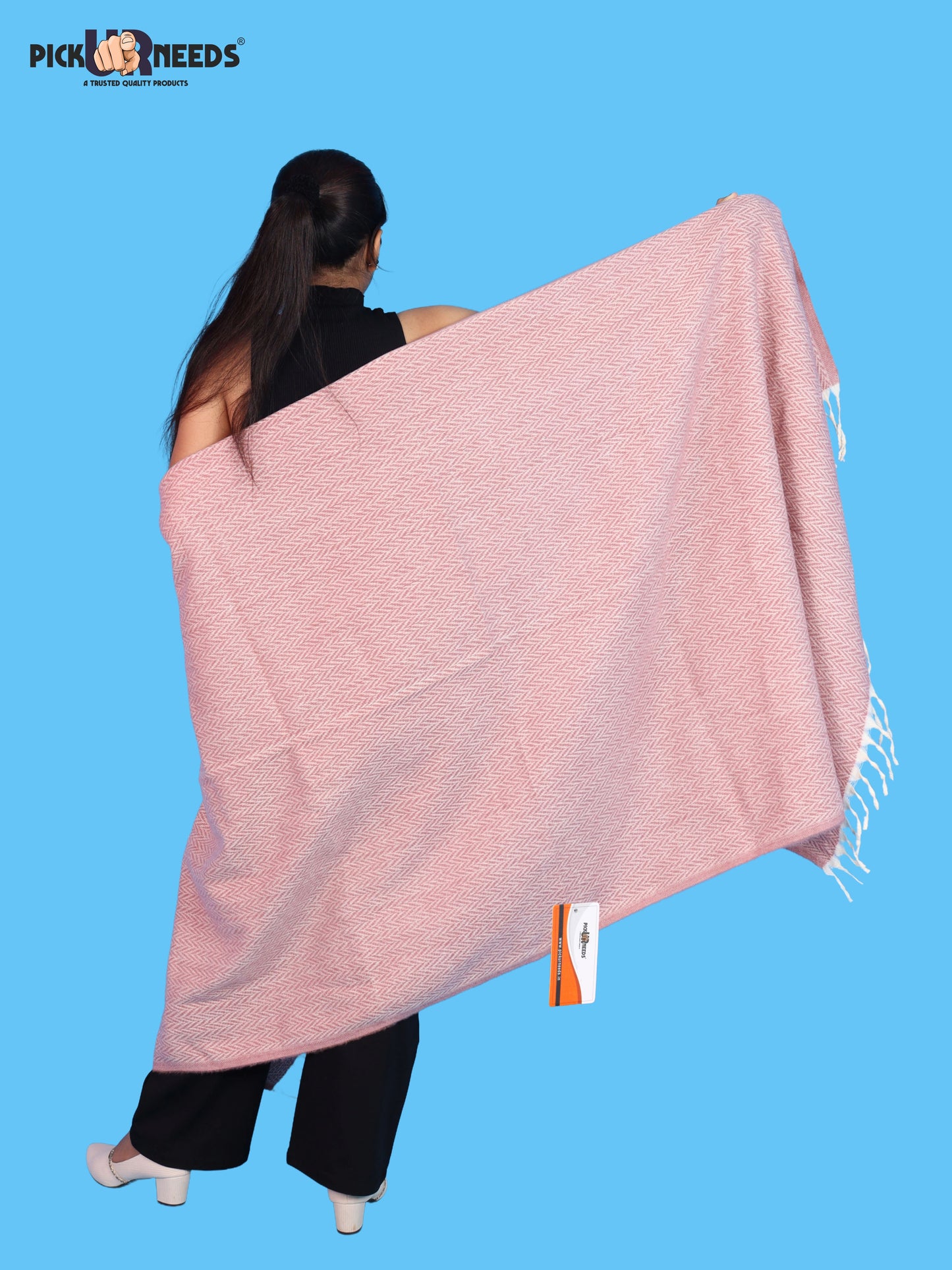 Pick Ur Needs Women’s Winter Muffler Shawl Soft & Warm Knitted Herringbone Wrap with Elegant Fringe Stole For Girls