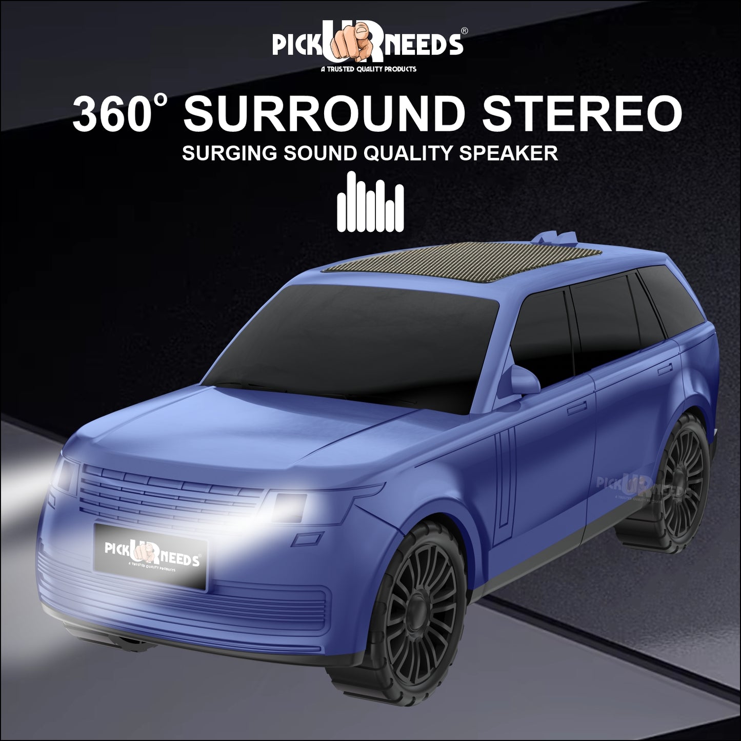 Pick Ur Needs Car Shape Wireless Bluetooth Portable Rechargeable Speaker LED Headlights  TF Card, USB, AUX, Type-C