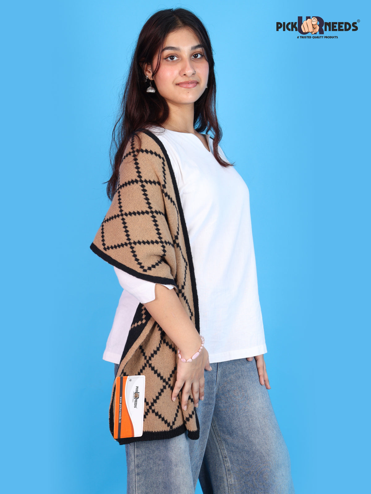 Pick Ur Needs Premium Winter Woolen Scarf for Women Designer Checkered Warm Muffler Soft, Stylish & Cozy Cold Weather Wrap
