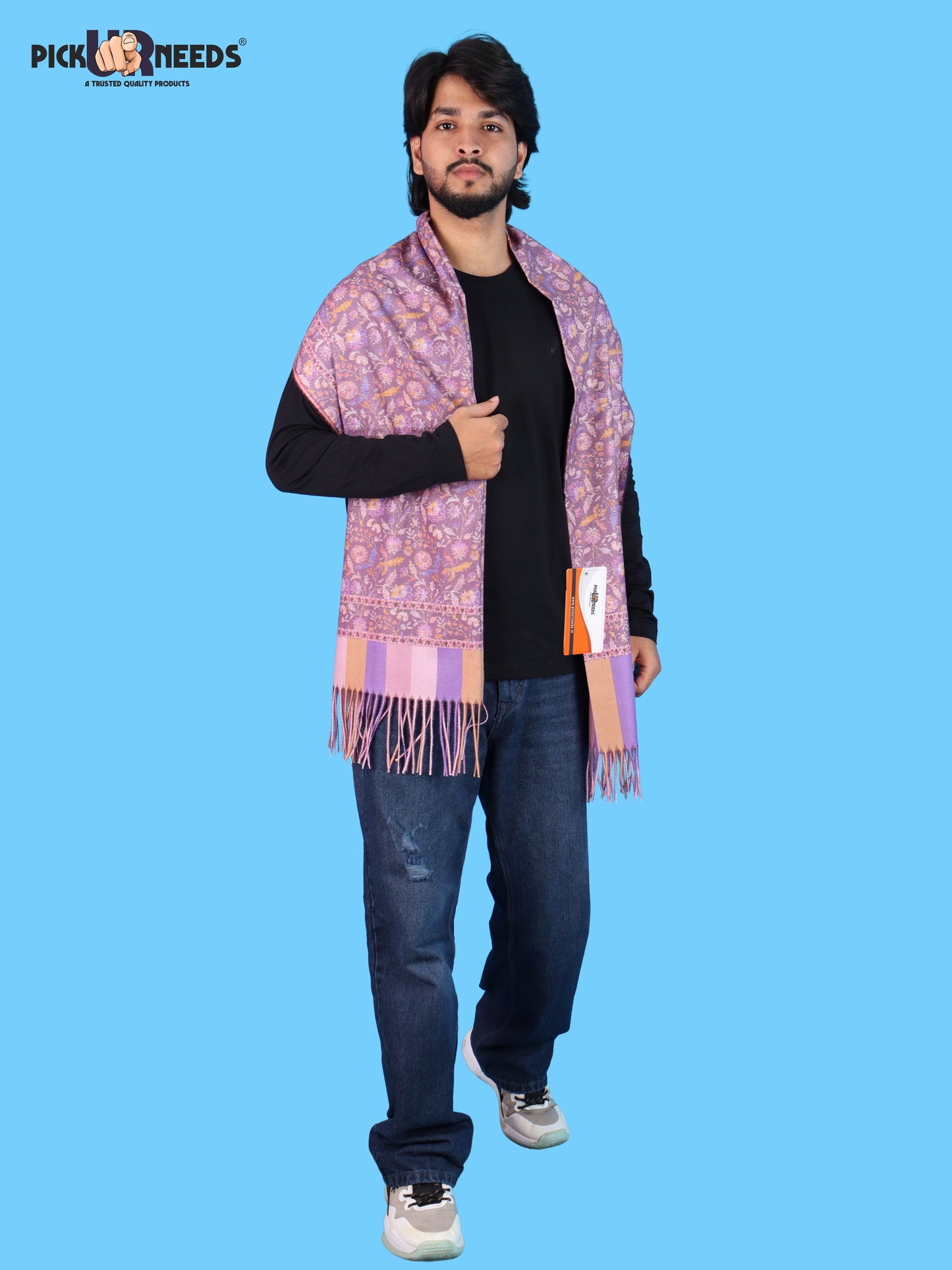 Pick Ur Needs Men’s Winter Shawl Soft Printed Warm Wrap with Fringed Ends for Casual & Formal Wear For Boys
