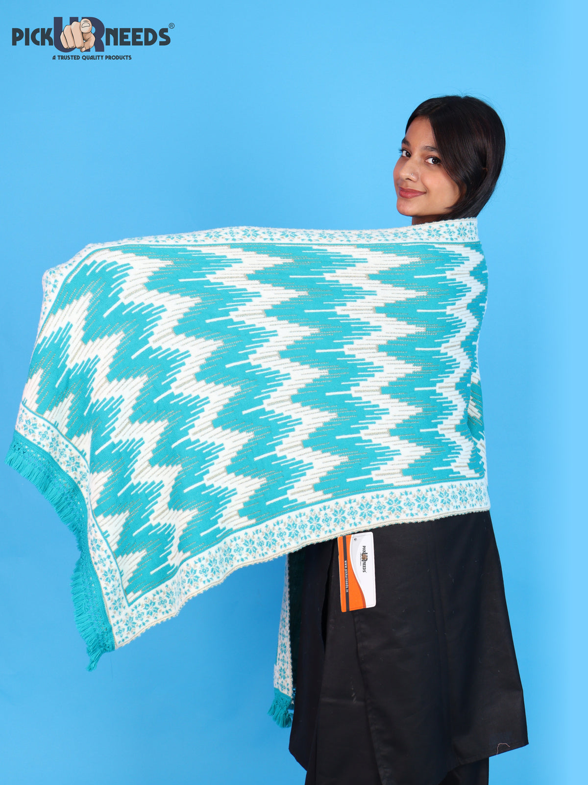 Pick Ur Needs Premium Wool Shawl For Womens & Girls Winter Muffler Soft Knitted Designer Wrap Warm Stole