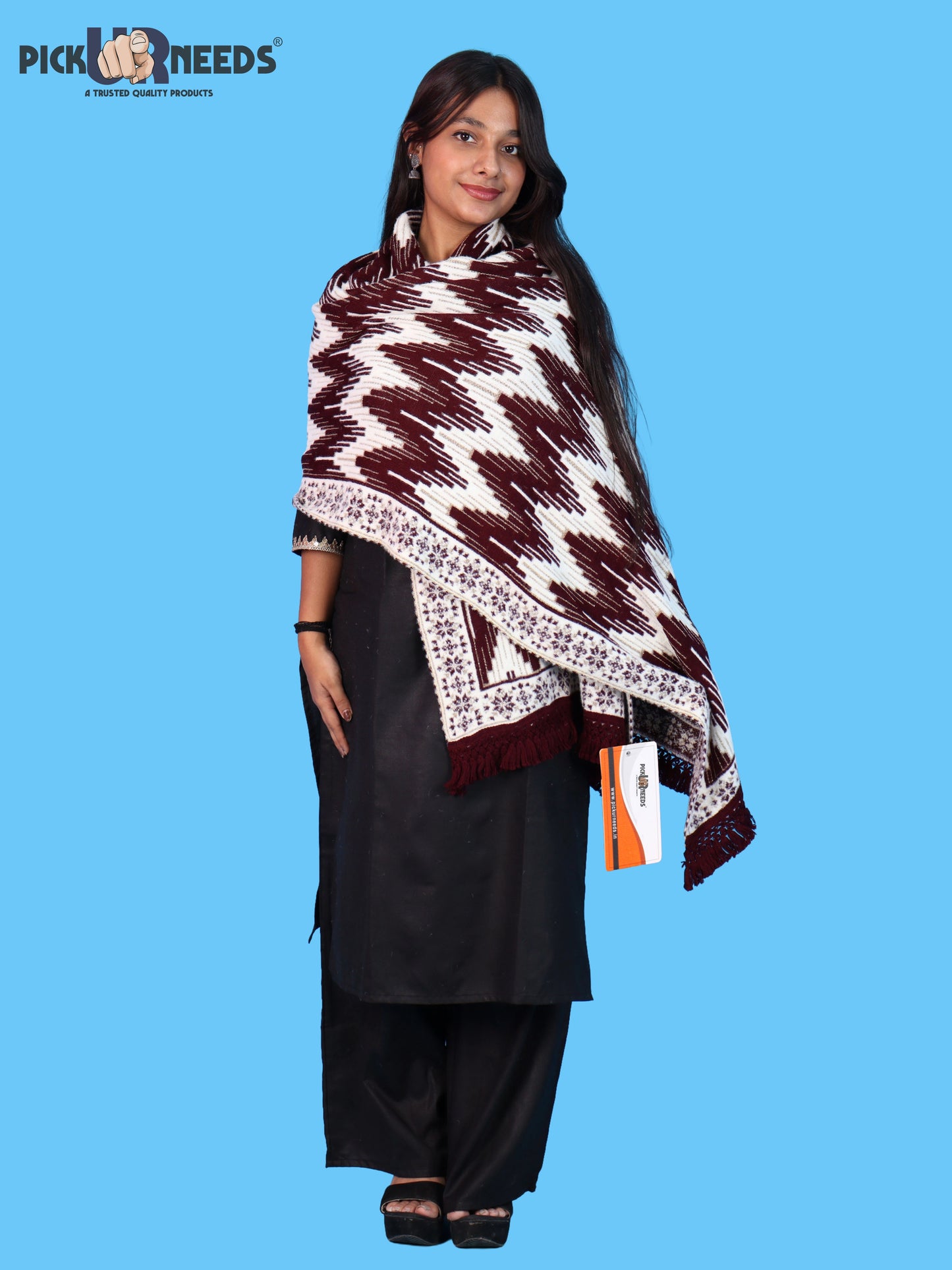 Pick Ur Needs Premium Wool Shawl For Womens & Girls Winter Muffler Soft Knitted Designer Wrap Warm Stole