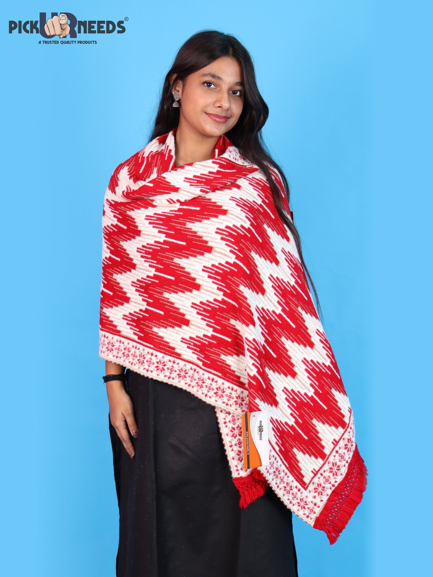 Pick Ur Needs Premium Wool Shawl For Womens & Girls Winter Muffler Soft Knitted Designer Wrap Warm Stole