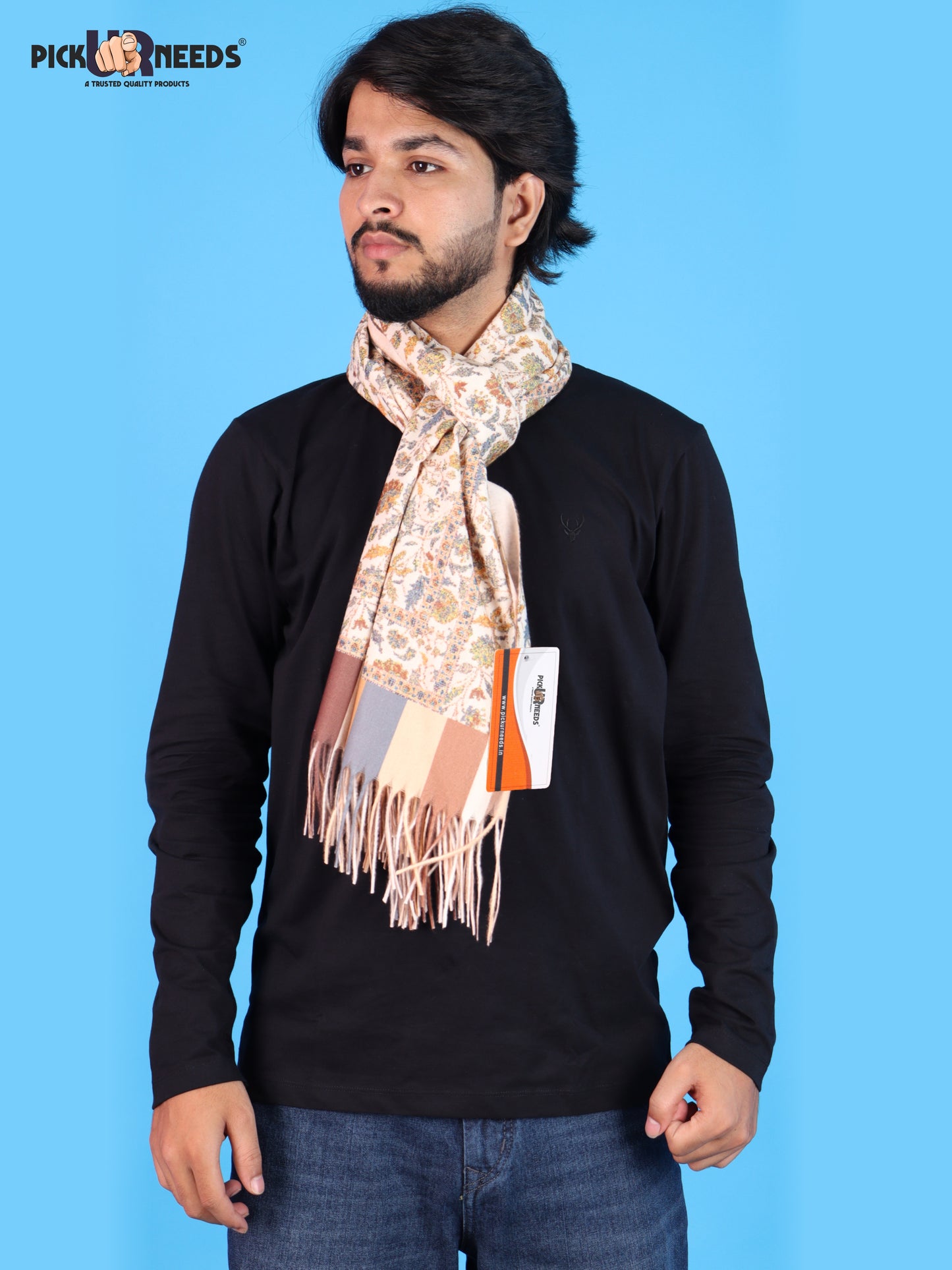 Pick Ur Needs Men’s Winter Shawl Soft Printed Warm Wrap with Fringed Ends for Casual & Formal Wear For Boys