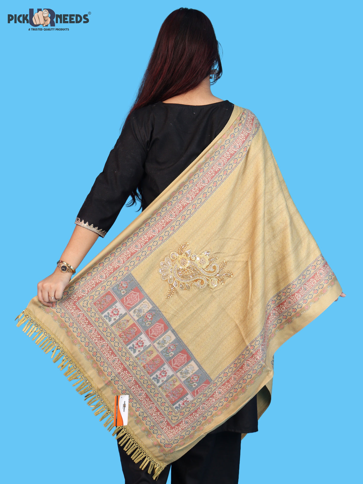 Pick Ur Needs Premium Soft Woolen Women & Girls Stylish Shawl with Elegant Design for Winter & Wedding