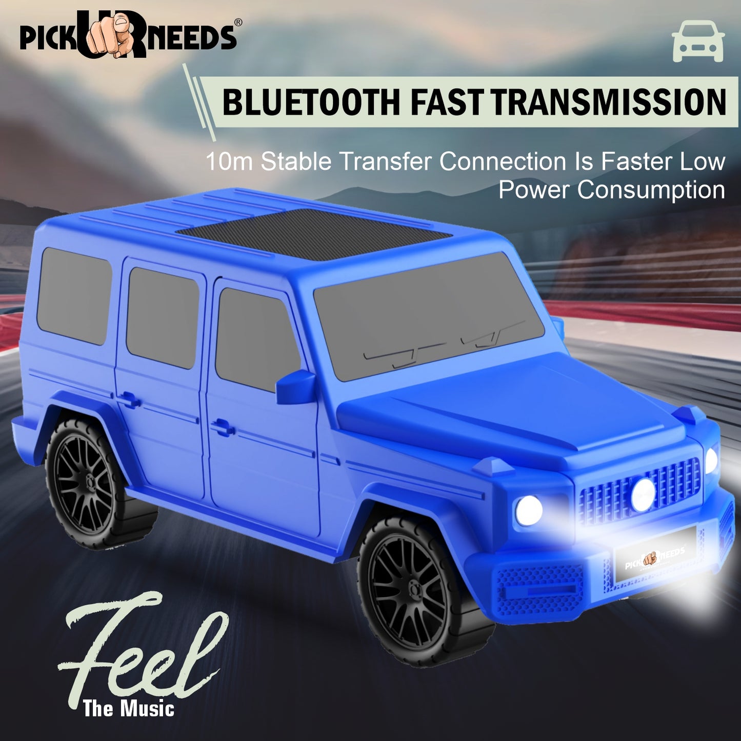 Pick Ur Needs Reachargebale Car Shape Wireless Bluetooth Speaker 10W with 1200mAh Battery, Multi-Play Modes BT/USB/AUX/TF, SUV Design Portable Speaker