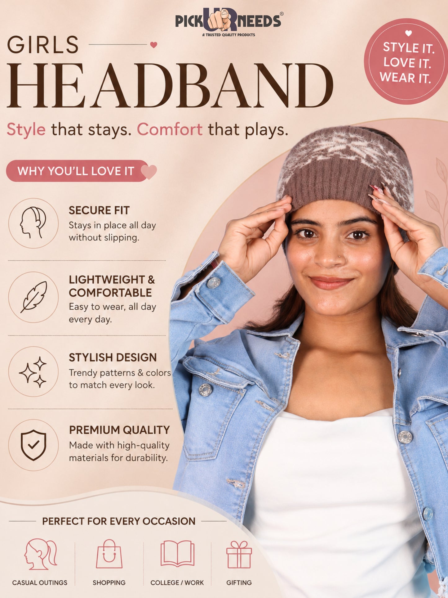 Pick Ur Needs Winter Headband for Women & Men Stretchable Ear Warmer Kanpatti Hair Band Cozy Head Cover for Walking, Running & Travel