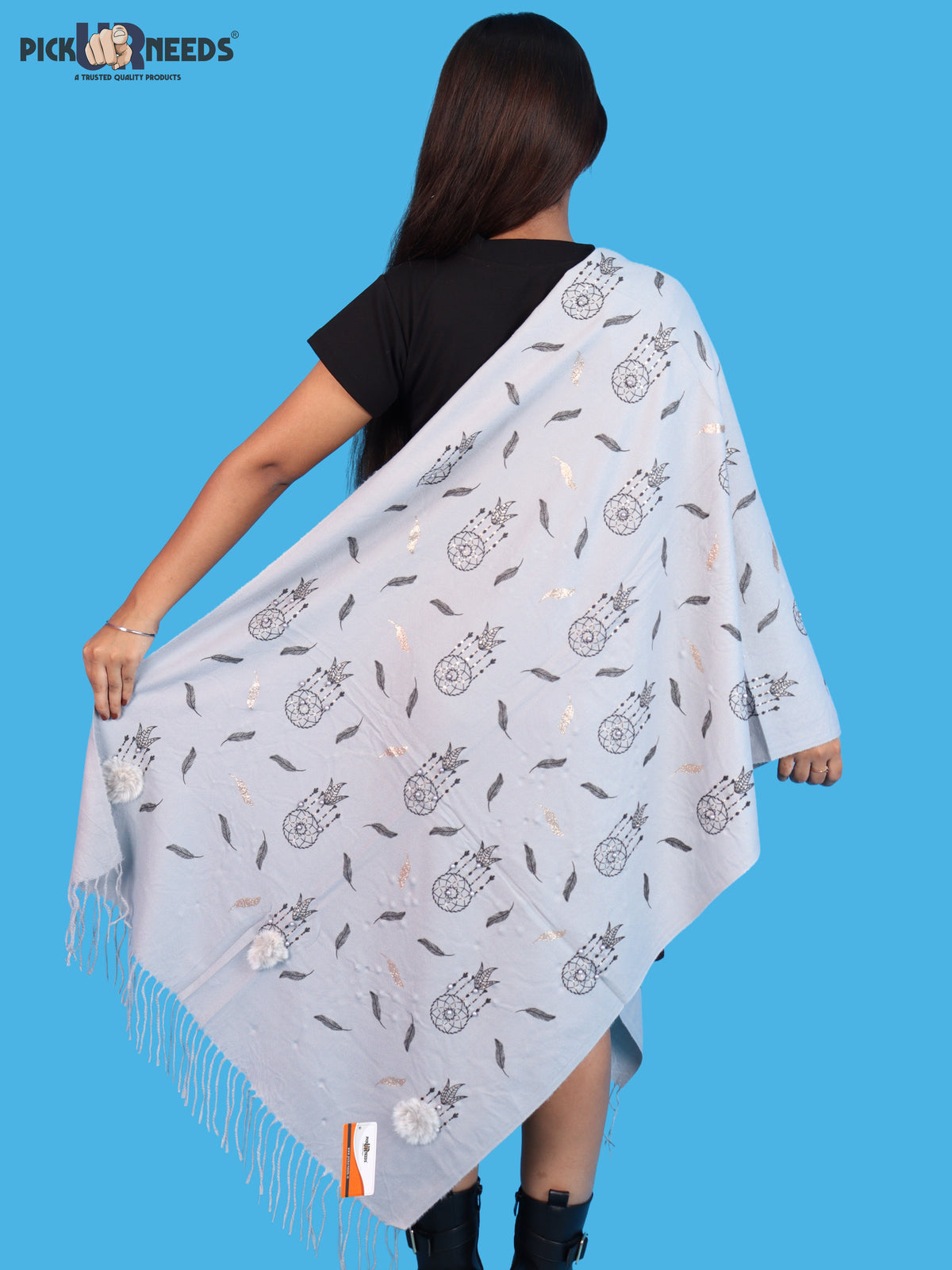 Pick Ur Needs Womens & Girls Muffler & Scarf with Elegant Dreamcatcher Print Soft Warm Lightweight Winter Neck Wrap with Stylish Fringes