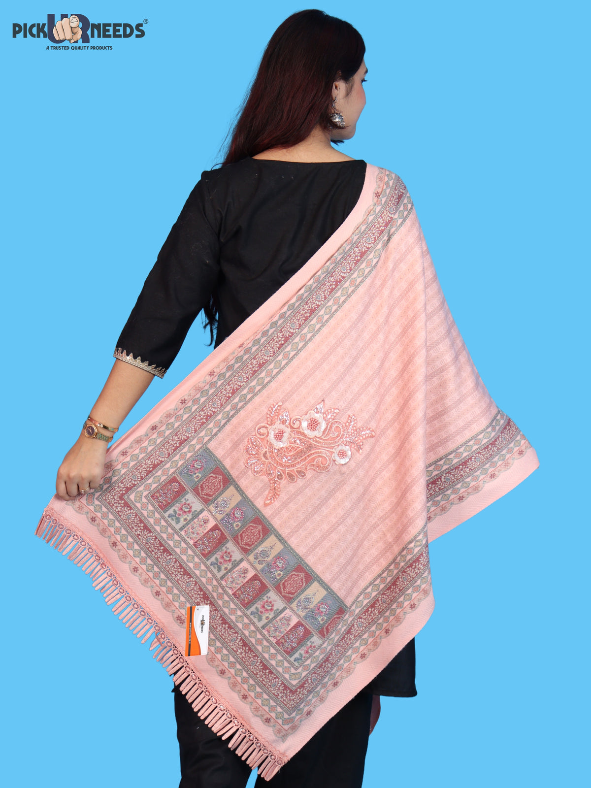 Pick Ur Needs Premium Soft Woolen Women & Girls Stylish Shawl with Elegant Design for Winter & Wedding