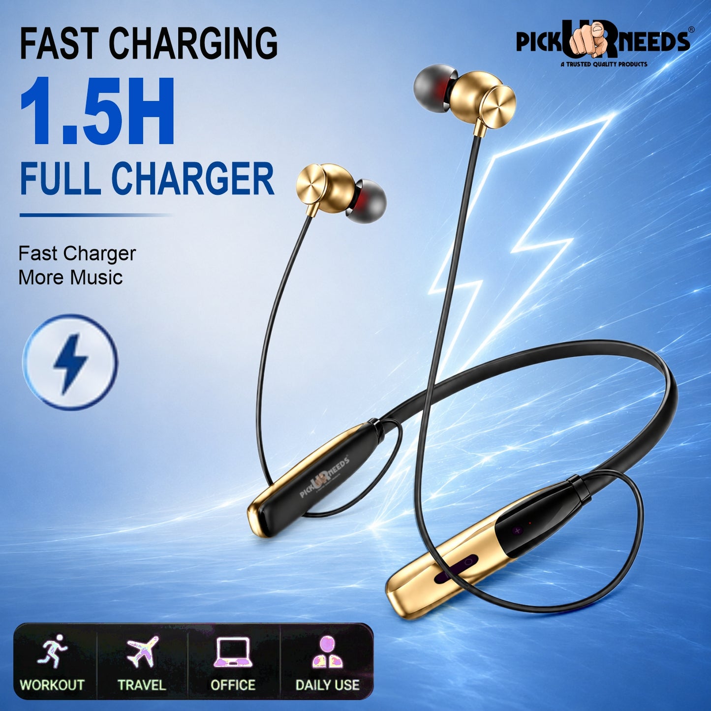 Bluetooth Wireless Neckband Earphones with Deep Bass Lightweight 40hrs Playtime