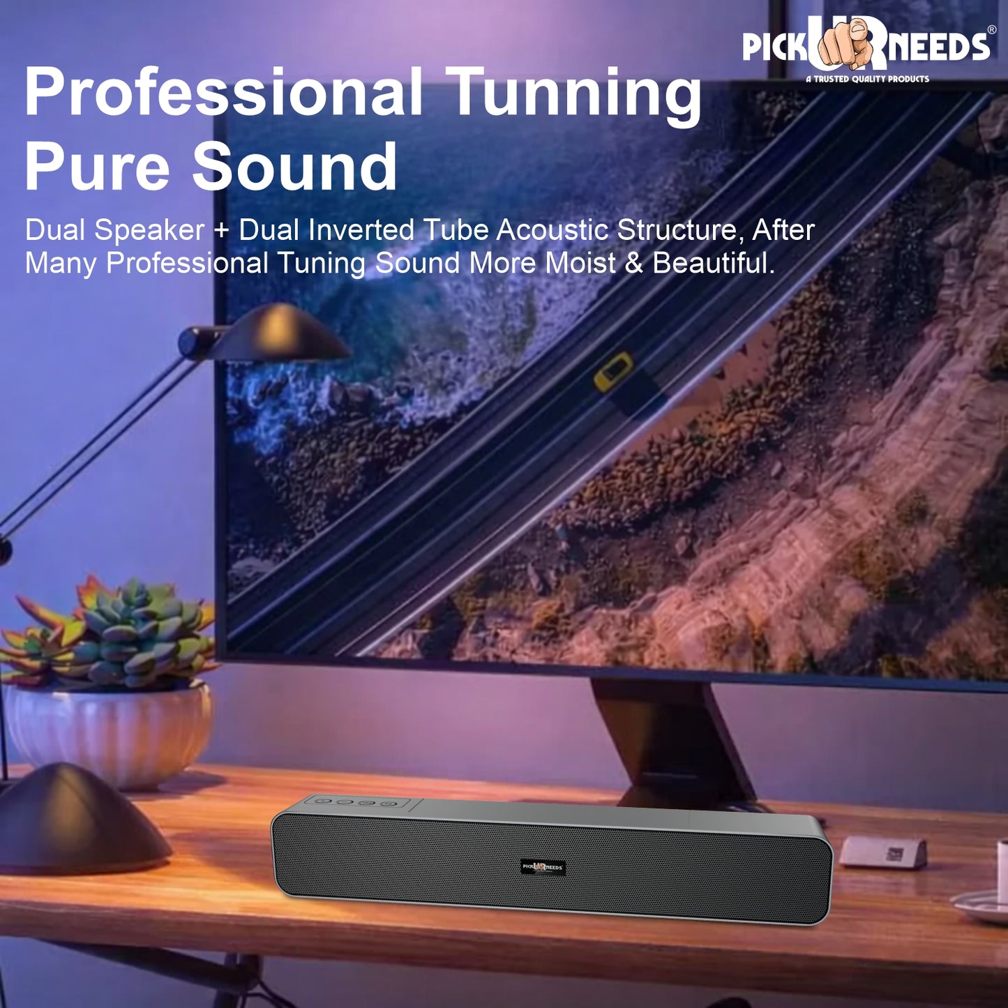 Pick Ur Needs 10W Portable Rechargeable Bluetooth Speaker with 1200mAh Battery – 4 Hours Playtime, Fm Radio/AUX/USB/TF Card Support, Wireless Soundbar