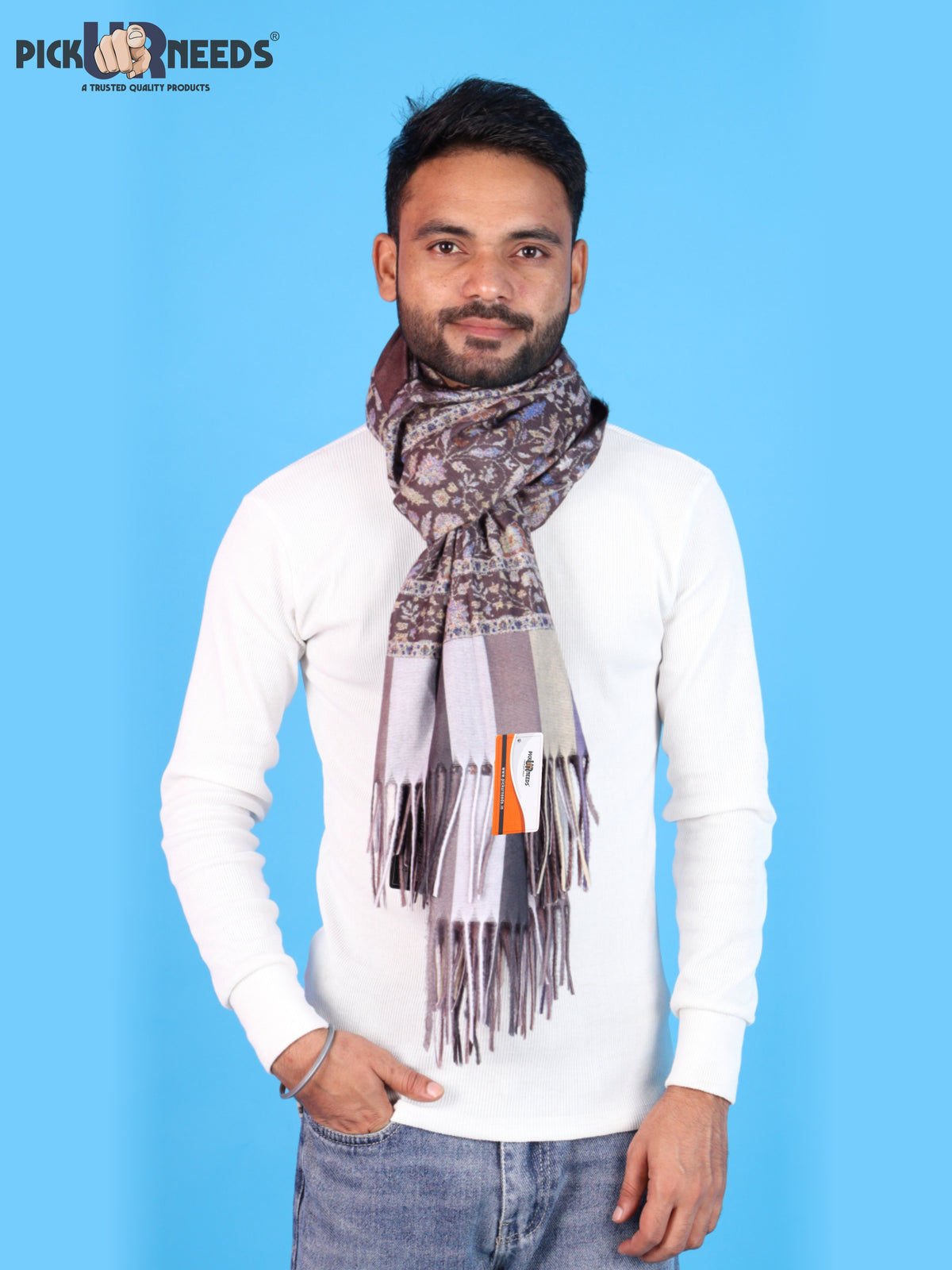 Pick Ur Needs Men’s Winter Shawl Soft Printed Warm Wrap with Fringed Ends for Casual & Formal Wear For Boys