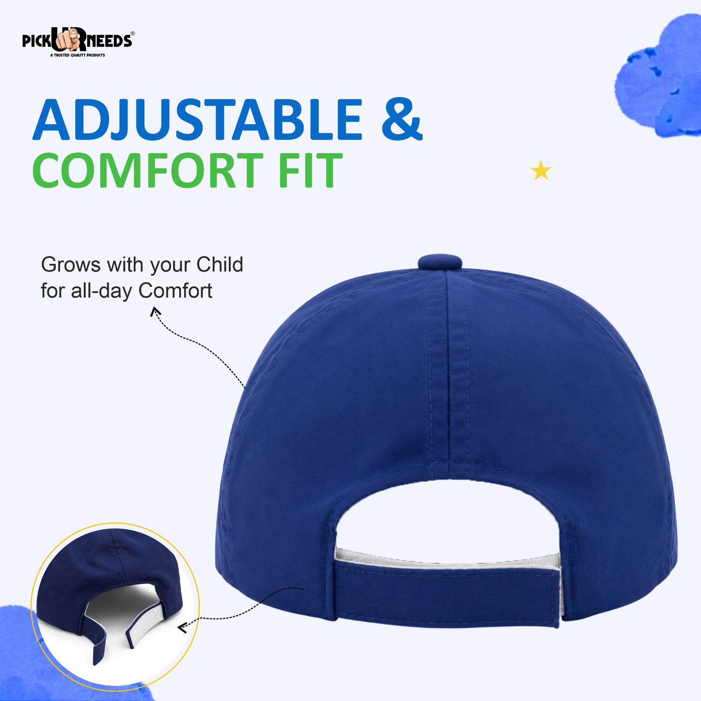 Pick Ur Needs Breathable Baseball Kids Hat Cap with Adjustable Strap Soft Breathable Cotton Hat for Boys & Girls