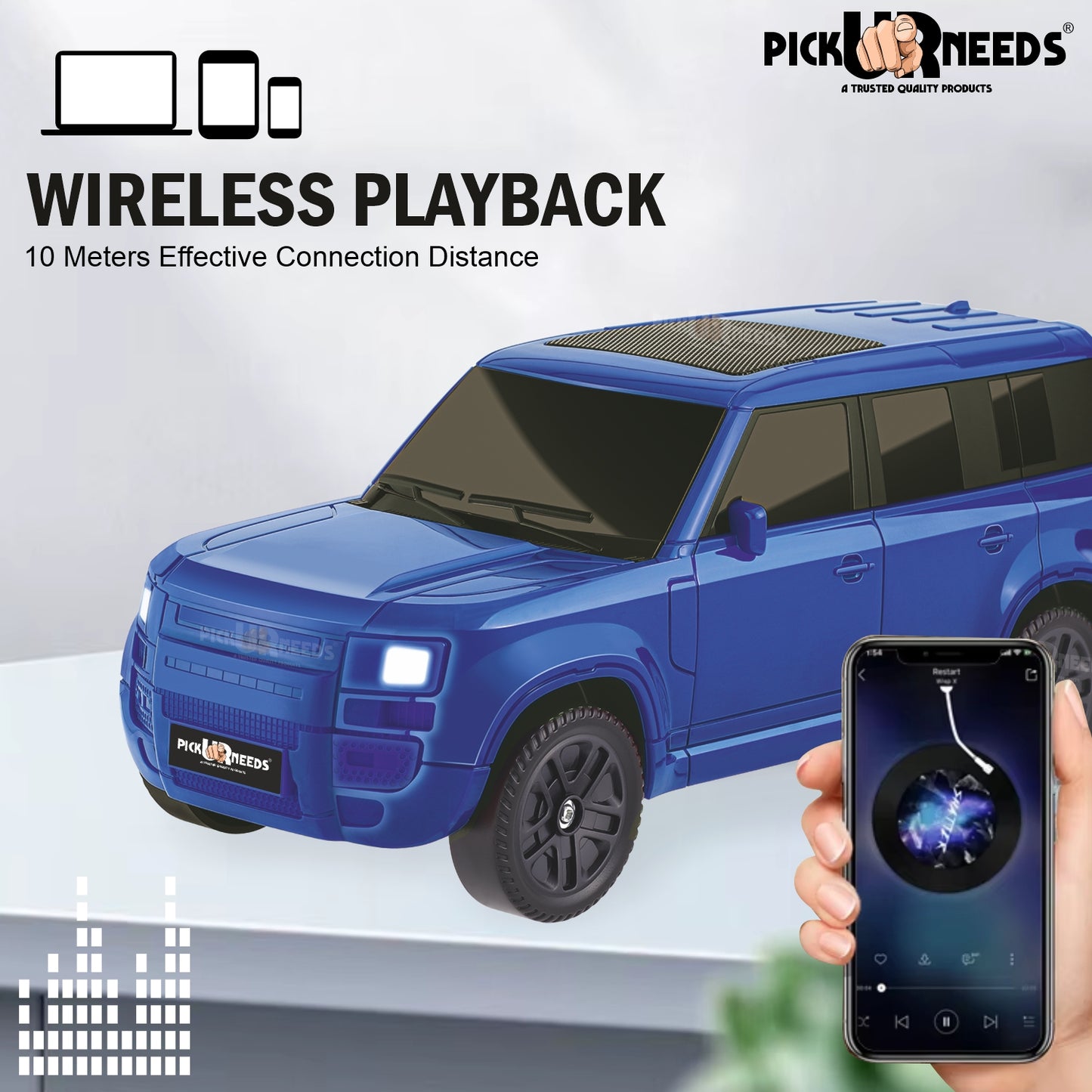 Pick Ur Needs Portable 10W Car Shape Bluetooth Wireless Speaker with Deep Bass 1200mAh Battery Support FM Radio, USB, TF Card, TWS Stylish SUV Design