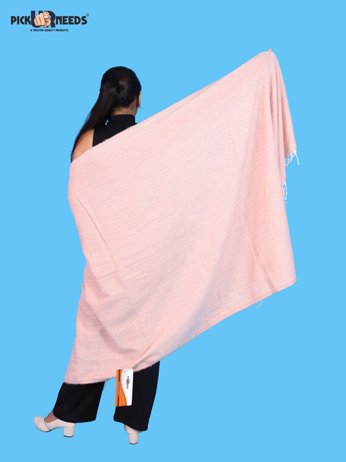 Pick Ur Needs Women’s Winter Muffler Shawl Soft & Warm Knitted Herringbone Wrap with Elegant Fringe Stole For Girls