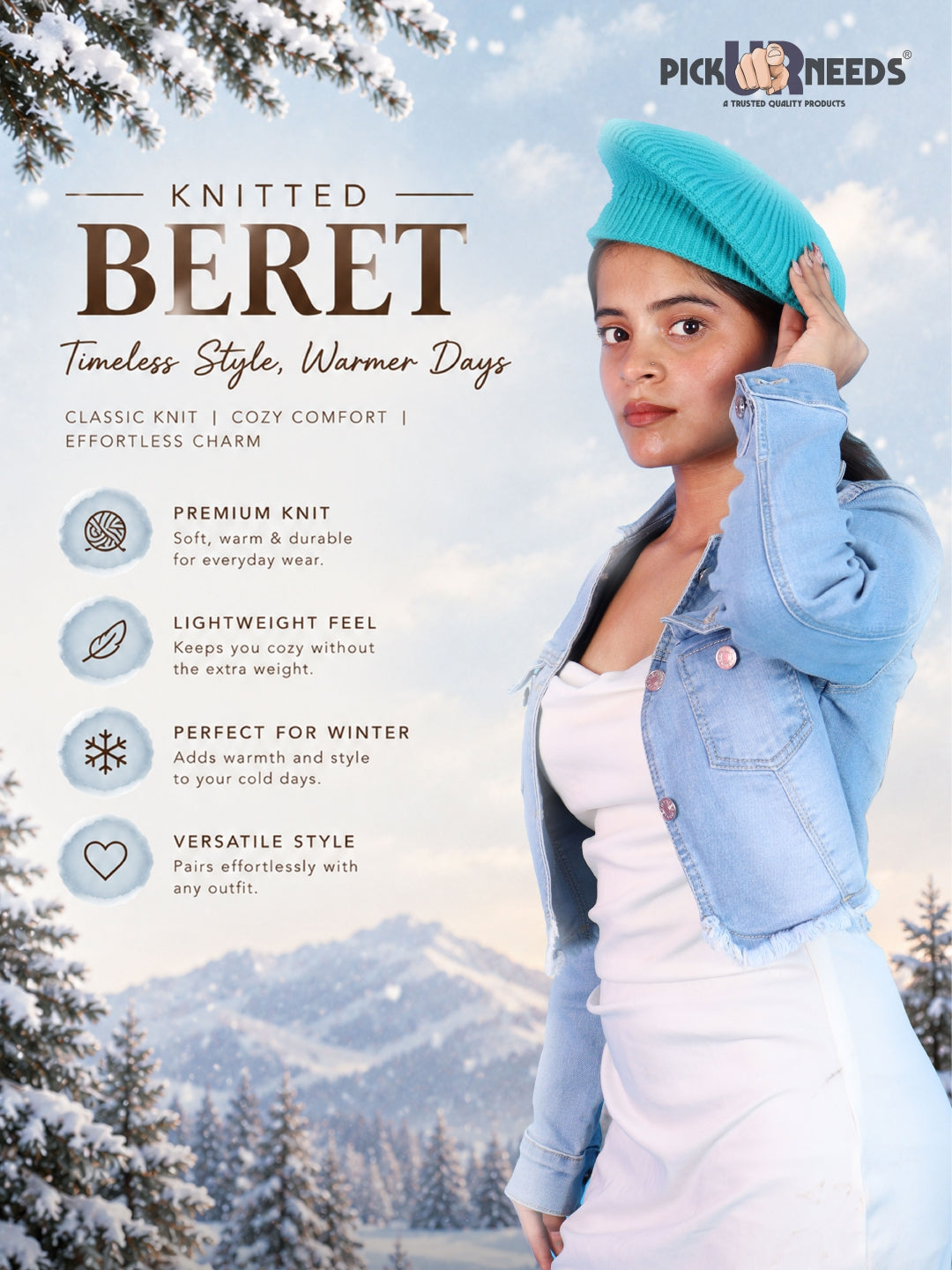 Pick Ur Needs Knitted Beret for Women – Stylish, Warm & Lightweight Winter Hat