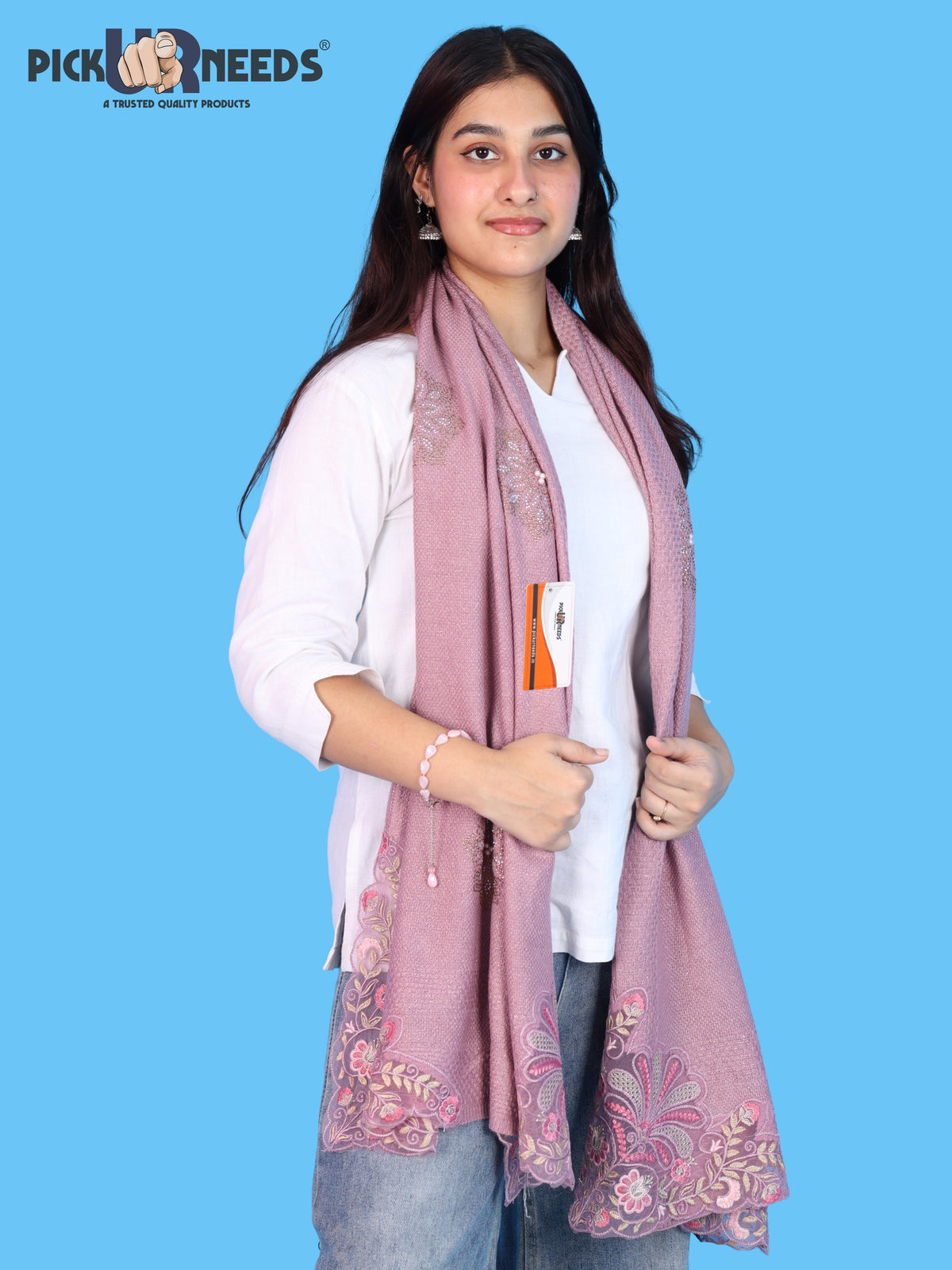 Pick Ur Needs Women & Girls Knitted Woolen Shawl Net Work Floral Border Multi-Style Poncho Shrug Wrap for Wedding Party & Special Occasions