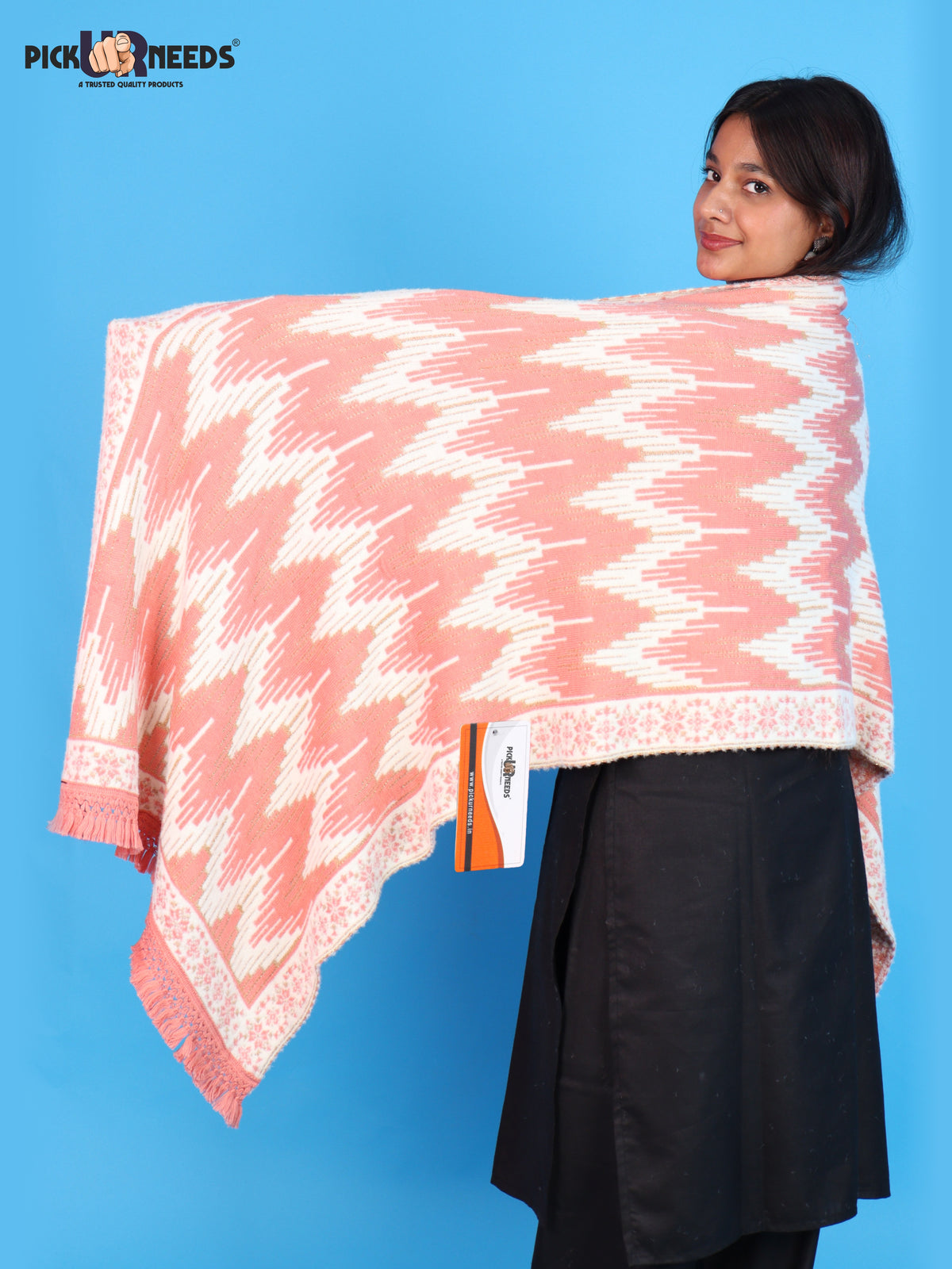 Pick Ur Needs Premium Wool Shawl For Womens & Girls Winter Muffler Soft Knitted Designer Wrap Warm Stole