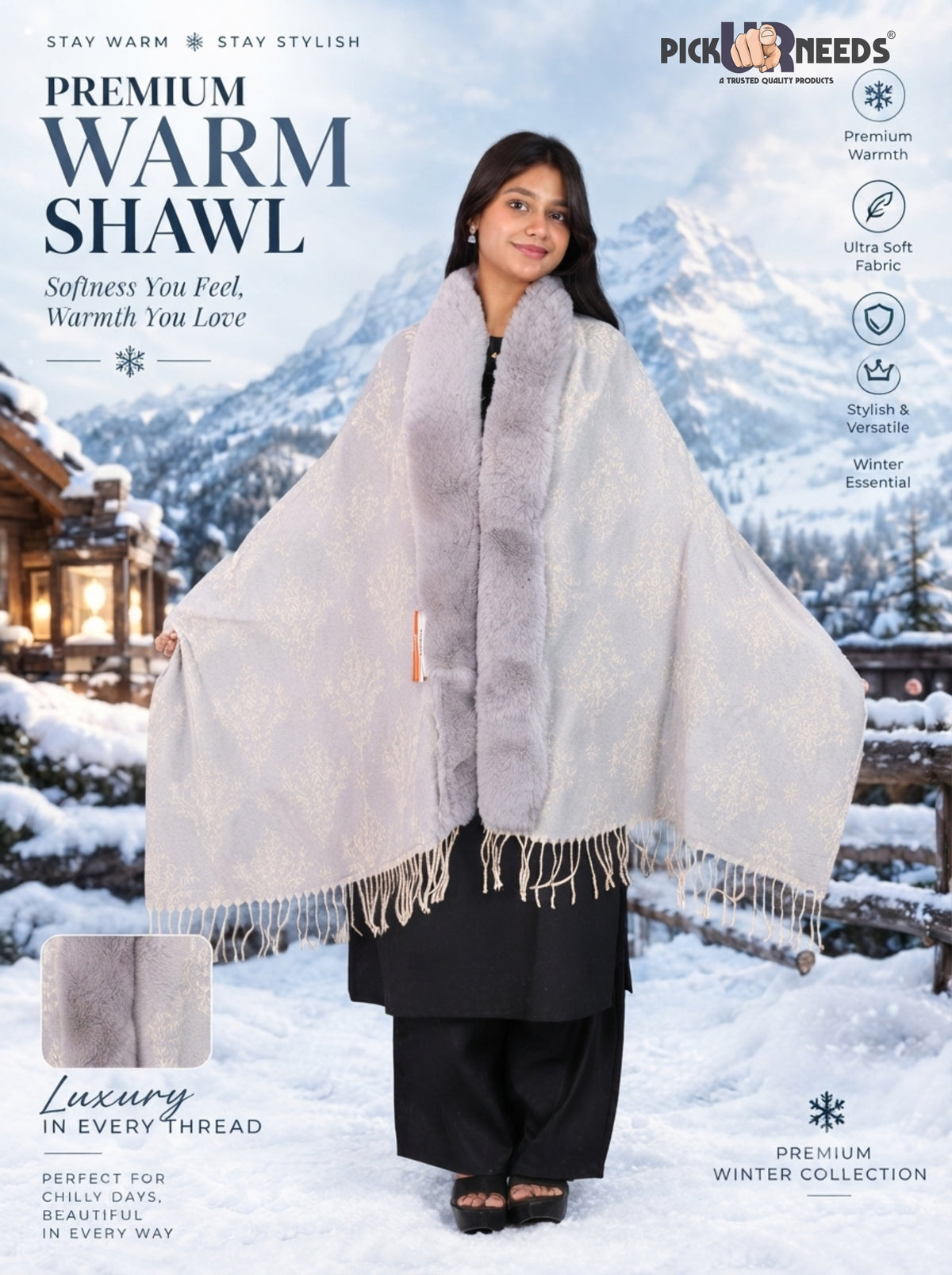 Pick Ur Needs Pashmina Self Design Women Shawl