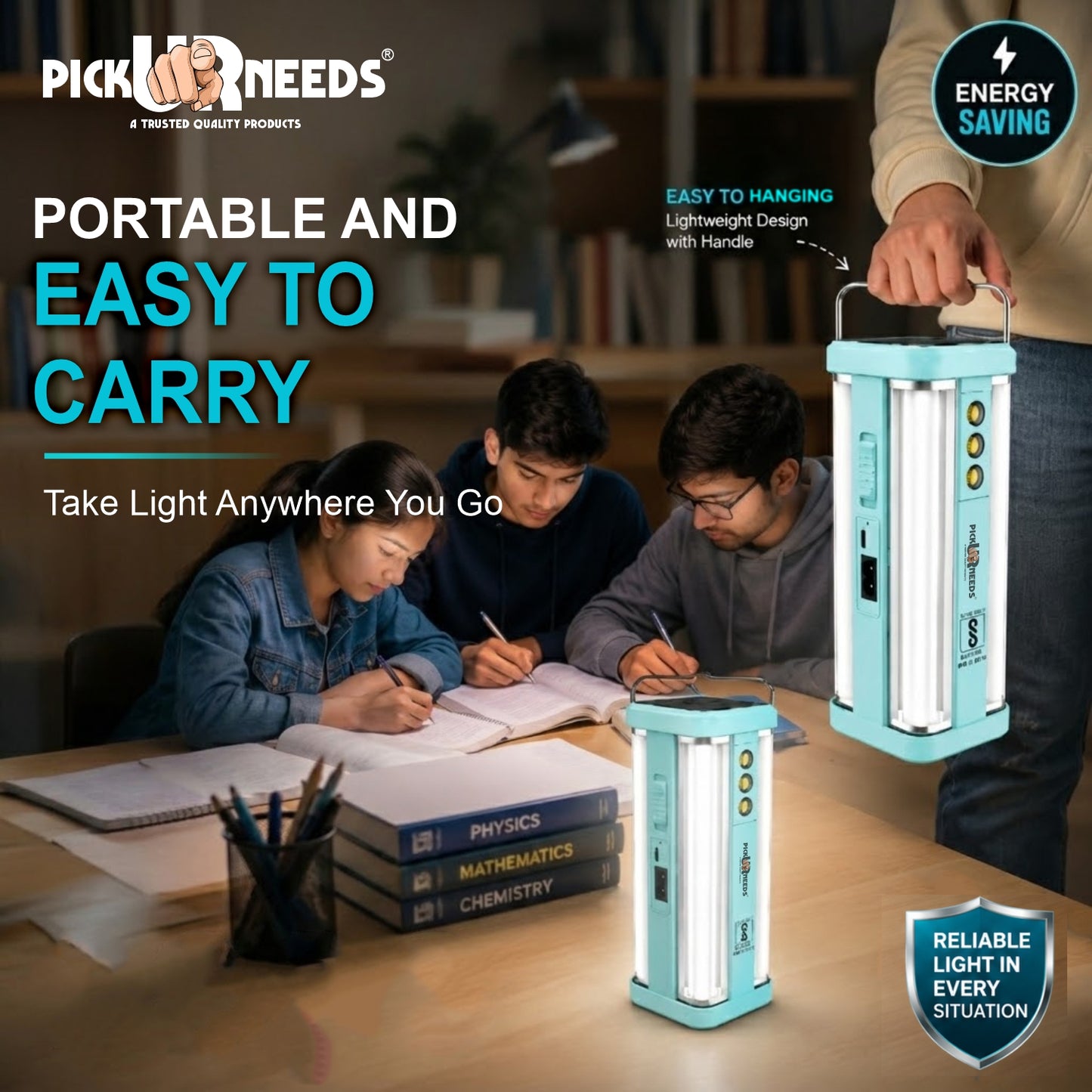 Pick Ur Needs Solar Home Rechargeable Emergency LED Lantern Light 360 Degree Floor Lamp 4 Side Tube Lights