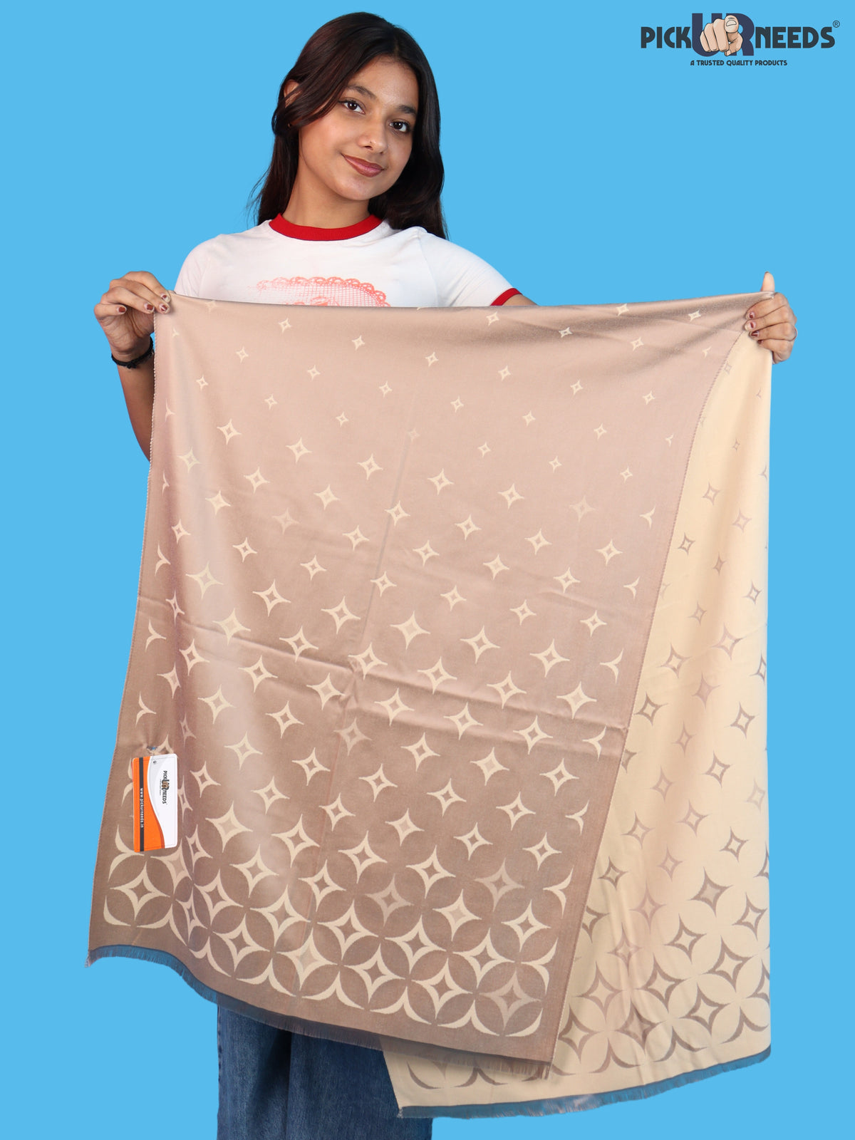 Pick Ur Needs Premium Womens 2-in-1 Reversible Shawl Stylish Printed Winter Shawls for Girls Soft Warm Woolen Stole