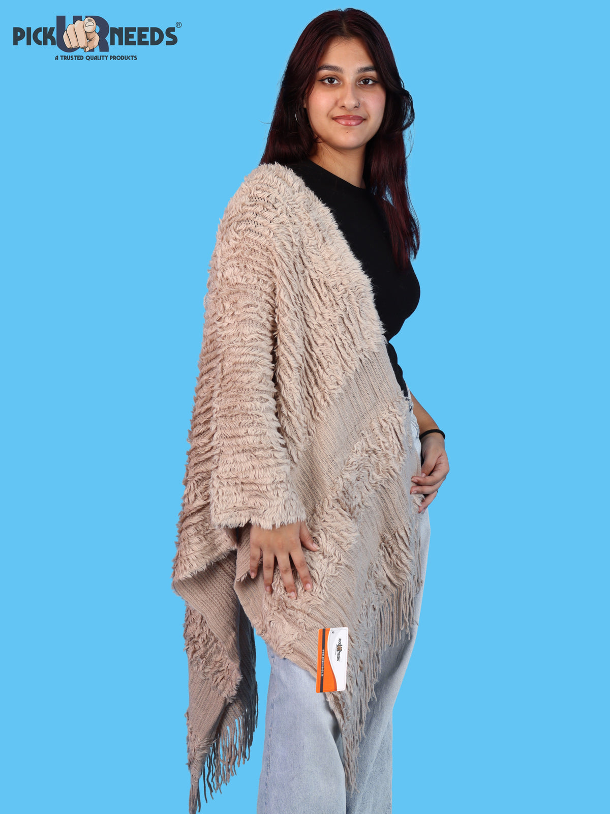 Pick Ur Needs Warm Winter Shawl & Stole for Women & Girls Soft Textured Woven Wrap with Fringe Detailing