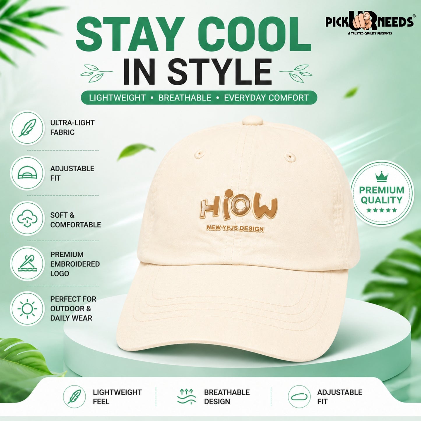 Pick Ur Needs Kids & Teenage Baseball Cap,Lightweight Breathable Fabric, Adjustable Fit, Sweat Resistant, Premium Embroidered Logo