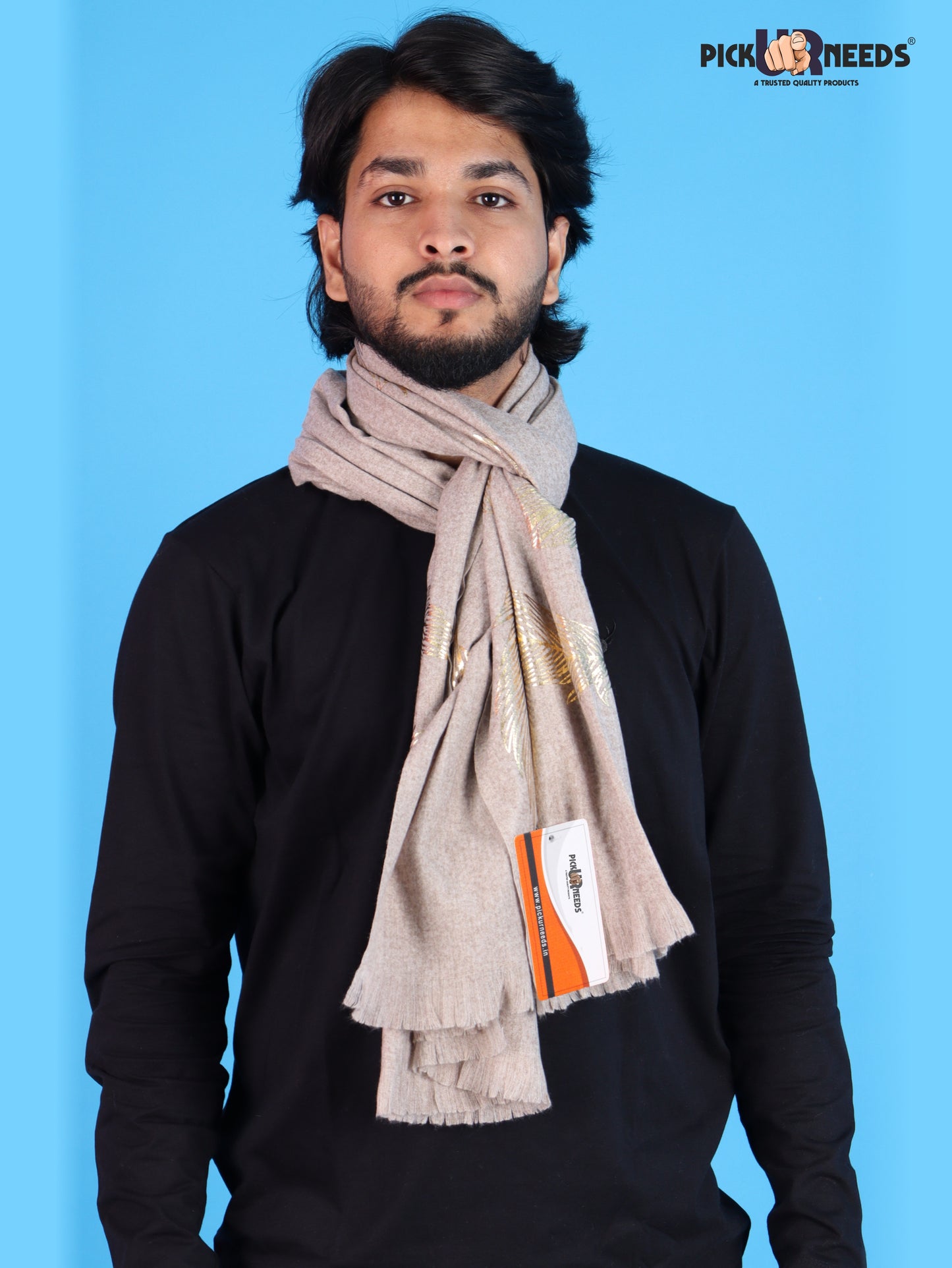 Pick Ur Needs Winter Shawl, Scarf, Stole & Muffler with Elegant Feather Print Soft Lightweight Winter Wrap for Men Stylish Scarf Stole for Kurta, Shirt For Boys