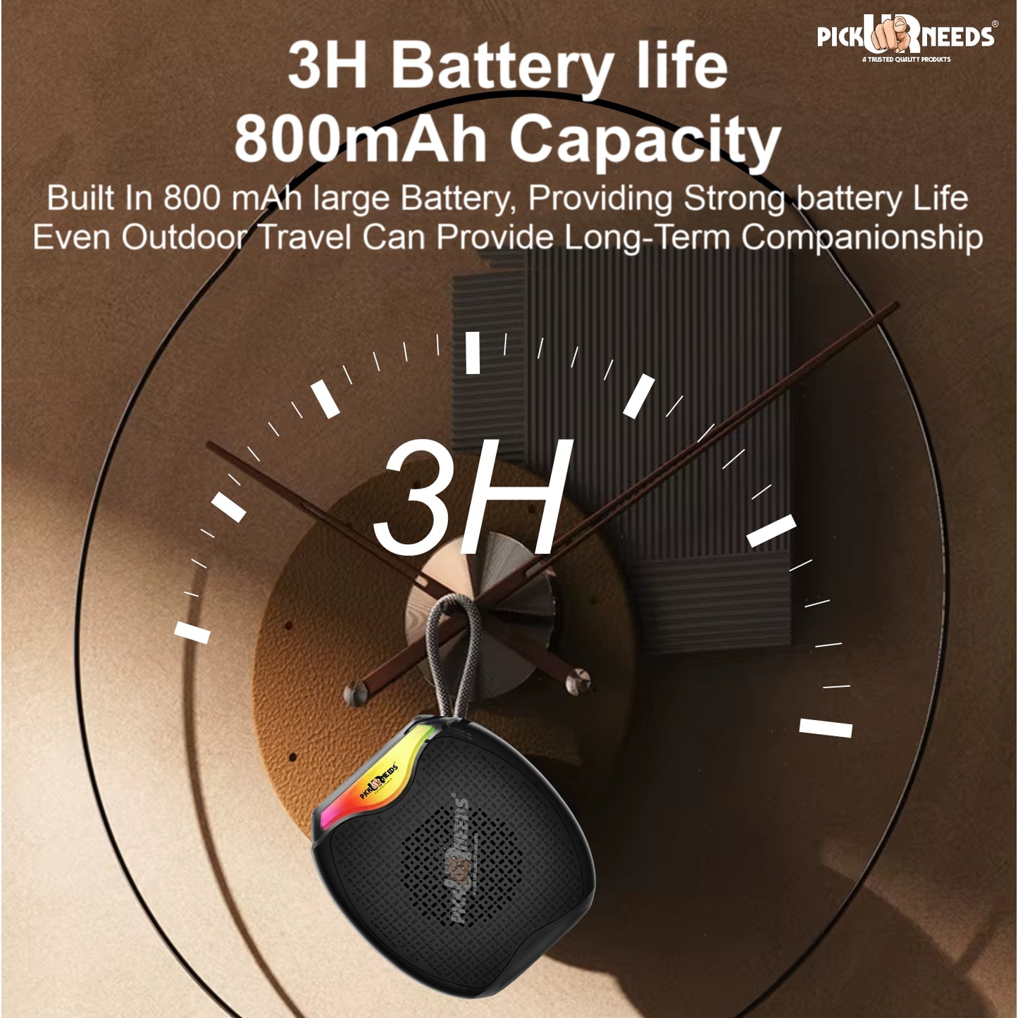 Pick Ur Needs 12W Portable Wireless Bluetooth Speaker with RGB Lights, 800mAh Battery, TWS, FM Radio, TF Card, USB 10m Wireless Transmission