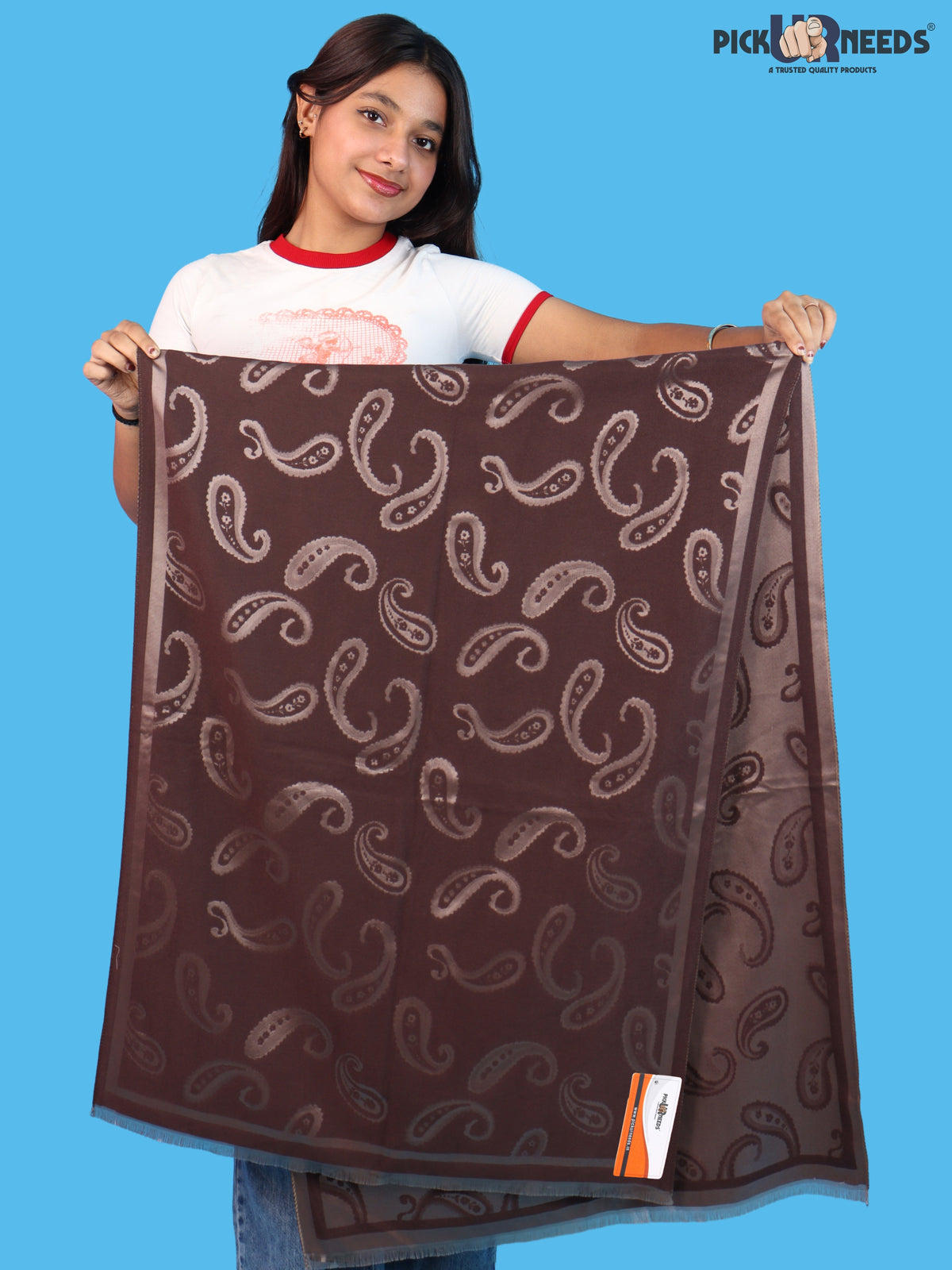 Pick Ur Needs Women & Girls Reversible 2 in 1 Woolen Muffler Soft Warm Dual Side Winter Scarf with Elegant Paisley Pattern