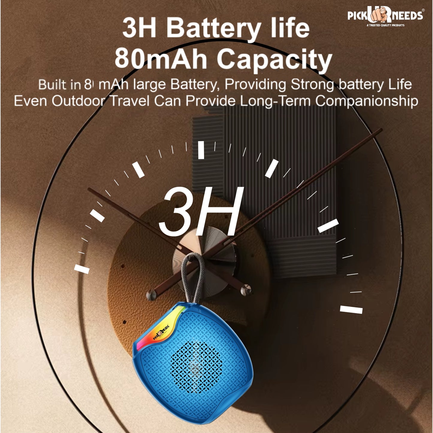 Pick Ur Needs 12W Portable Wireless Bluetooth Speaker with RGB Lights, 800mAh Battery, TWS, FM Radio, TF Card, USB 10m Wireless Transmission